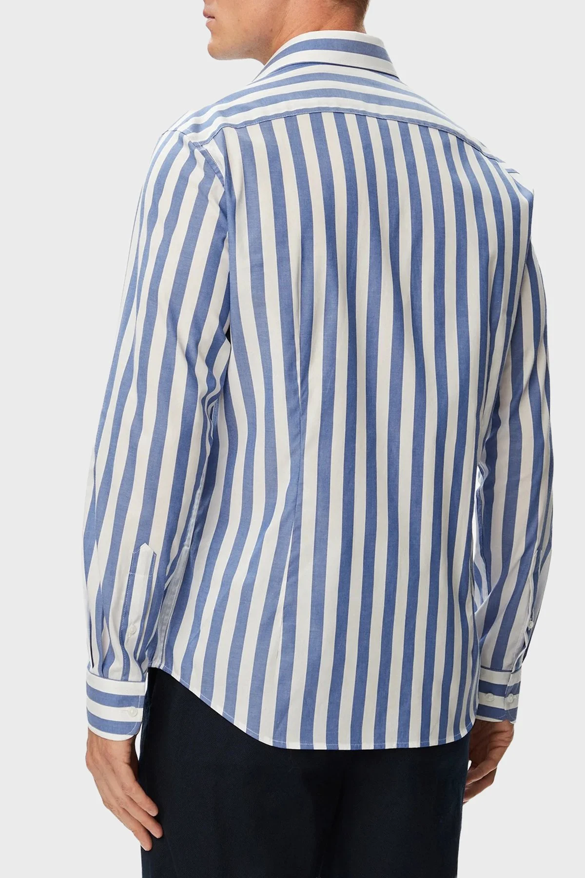 Tommy Hilfiger % 100 Pamuk Regular Fit Çizgili Erkek Gömlek MW0MW43757 C7F Mavi - 3