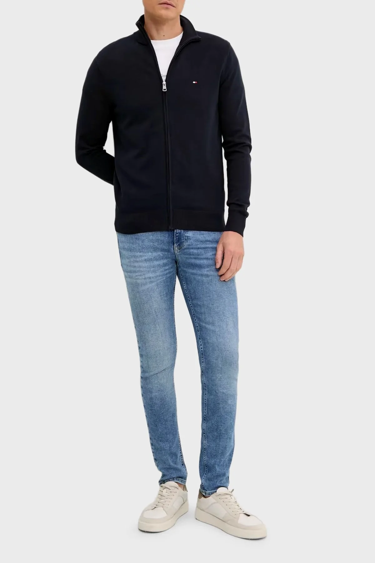 Tommy Hilfiger % 100 Pamuk Regular Fit Dik Yaka Fermuarlı Erkek Kazak MW0MW36517 DW5 LACİVERT - 2