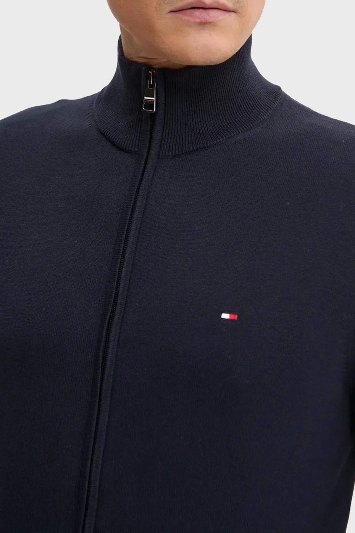 Tommy Hilfiger % 100 Pamuk Regular Fit Dik Yaka Fermuarlı Erkek Kazak MW0MW36517 DW5 LACİVERT - 5