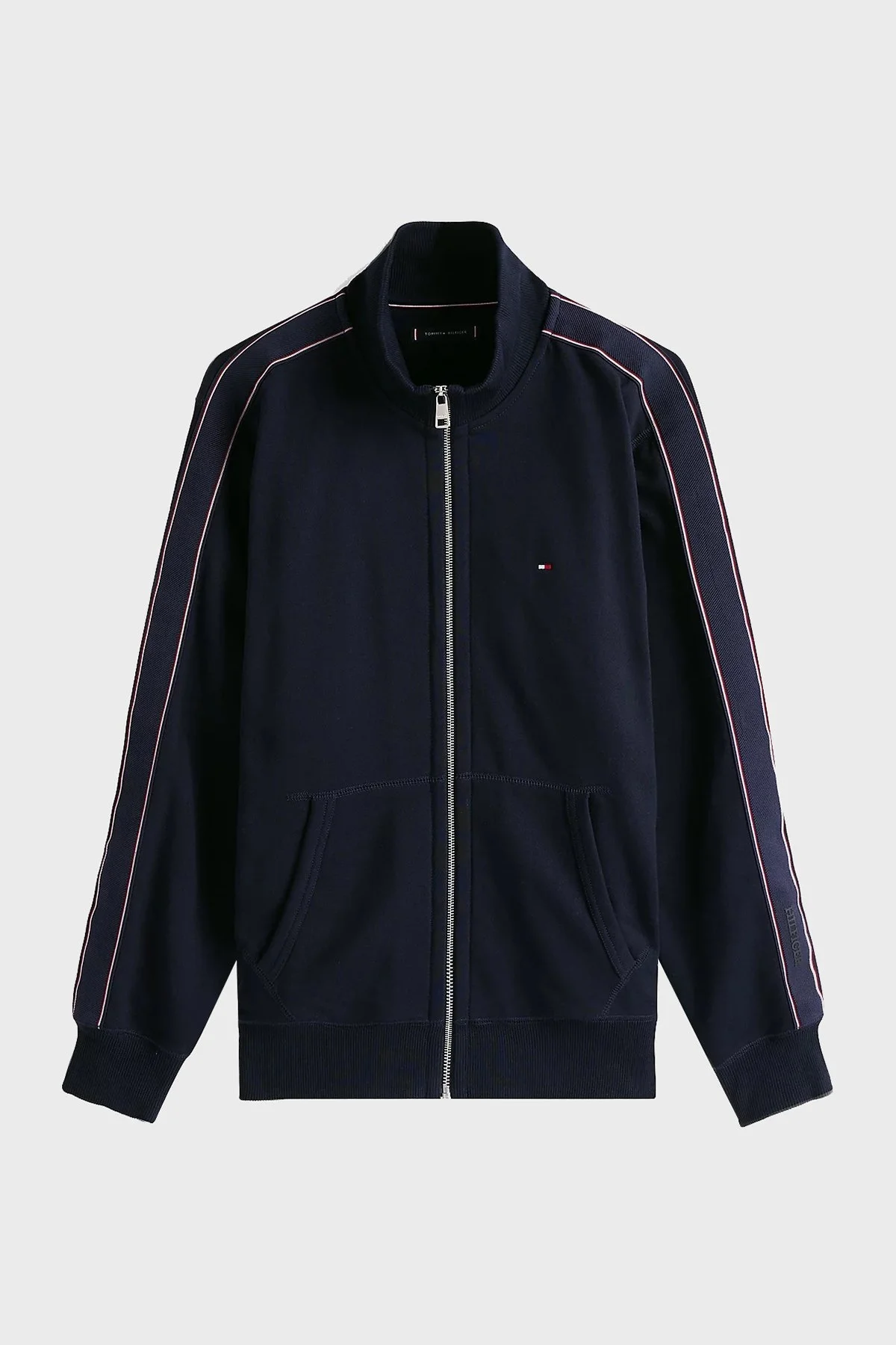 Tommy Hilfiger % 100 Pamuk Regular Fit Dik Yaka Fermuarlı Erkek Sweat MW0MW37468 DW5 LACİVERT - 10