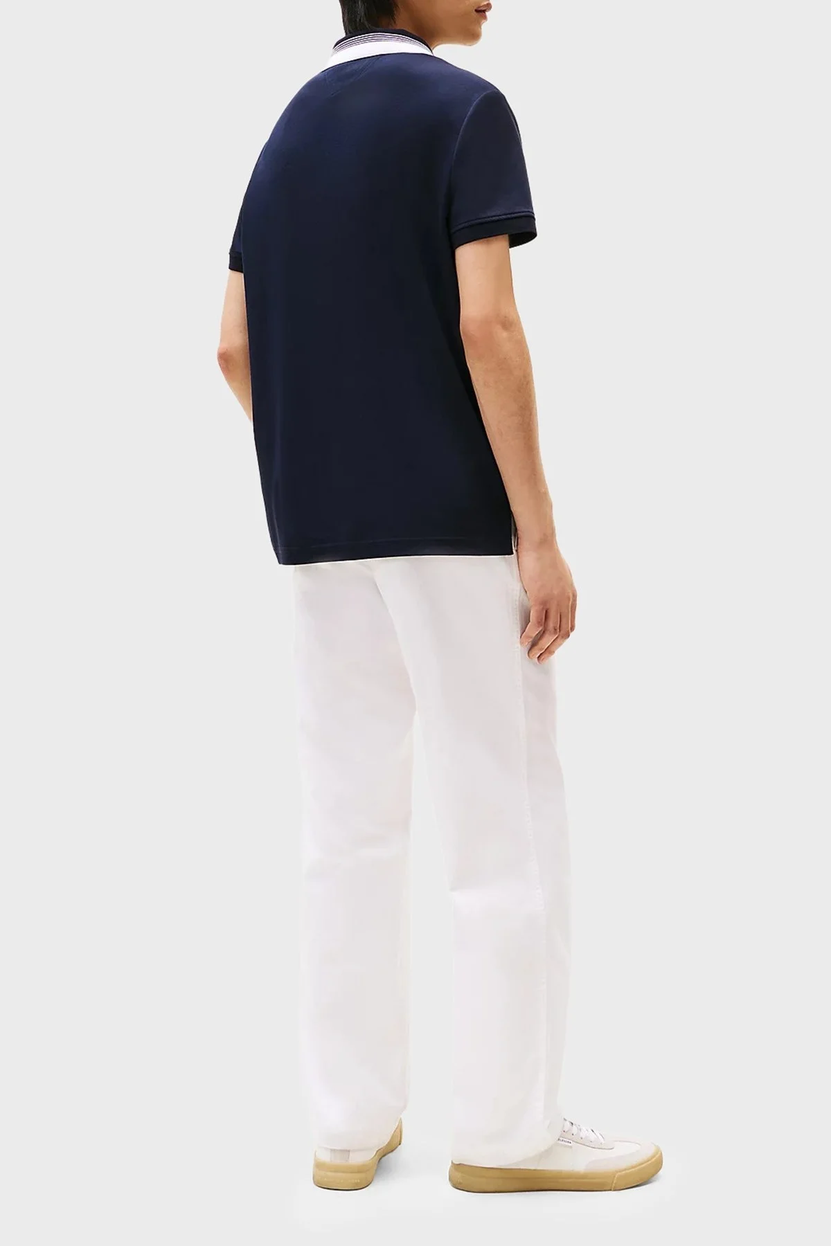 Tommy Hilfiger % 100 Pamuk Regular Fit Düğmeli Çizgili Erkek Polo Yaka T Shirt MW0MW38466 DW5 LACİVERT - 8