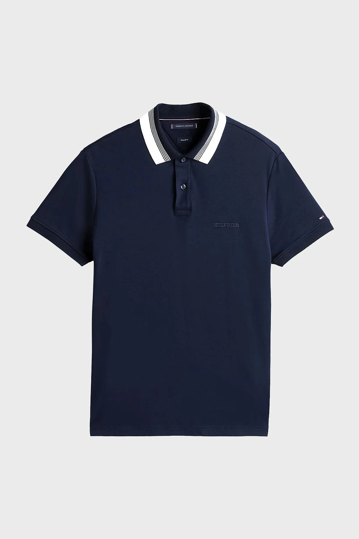 Tommy Hilfiger % 100 Pamuk Regular Fit Düğmeli Çizgili Erkek Polo Yaka T Shirt MW0MW38466 DW5 LACİVERT - 10