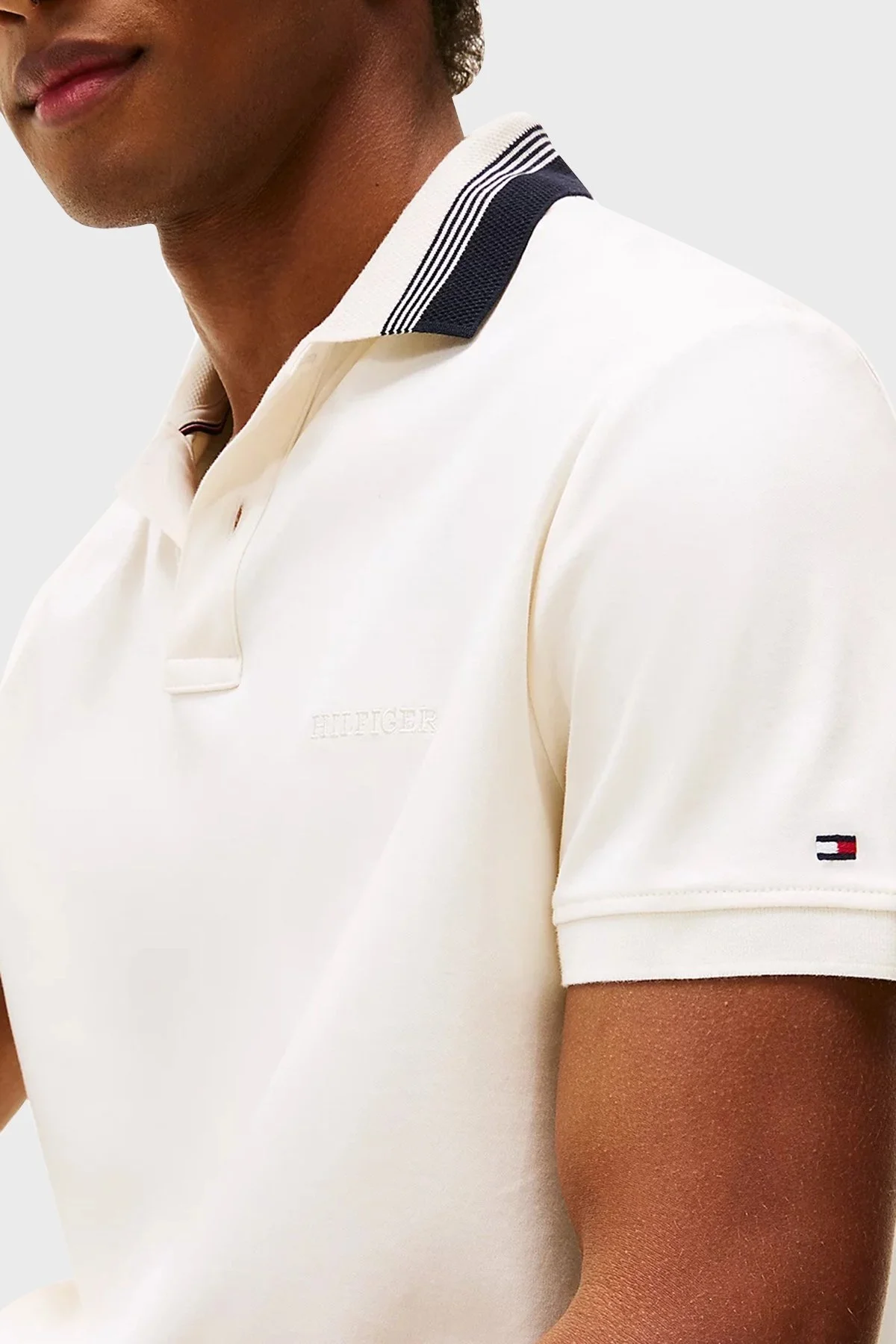 Tommy Hilfiger % 100 Pamuk Regular Fit Düğmeli Çizgili Erkek Polo Yaka T Shirt MW0MW38466 Z00 AÇIK BEJ - 8