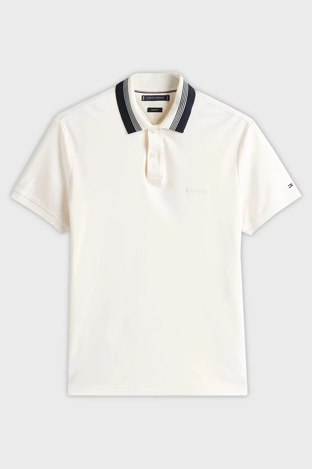 Tommy Hilfiger % 100 Pamuk Regular Fit Düğmeli Çizgili Erkek Polo Yaka T Shirt MW0MW38466 Z00 AÇIK BEJ - 10