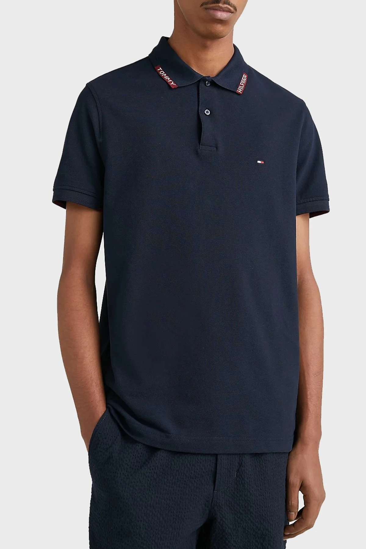 Tommy Hilfiger % 100 Pamuk Regular Fit Düğmeli Erkek Polo T Shirt MW0MW30774 DW5 LACİVERT - 1