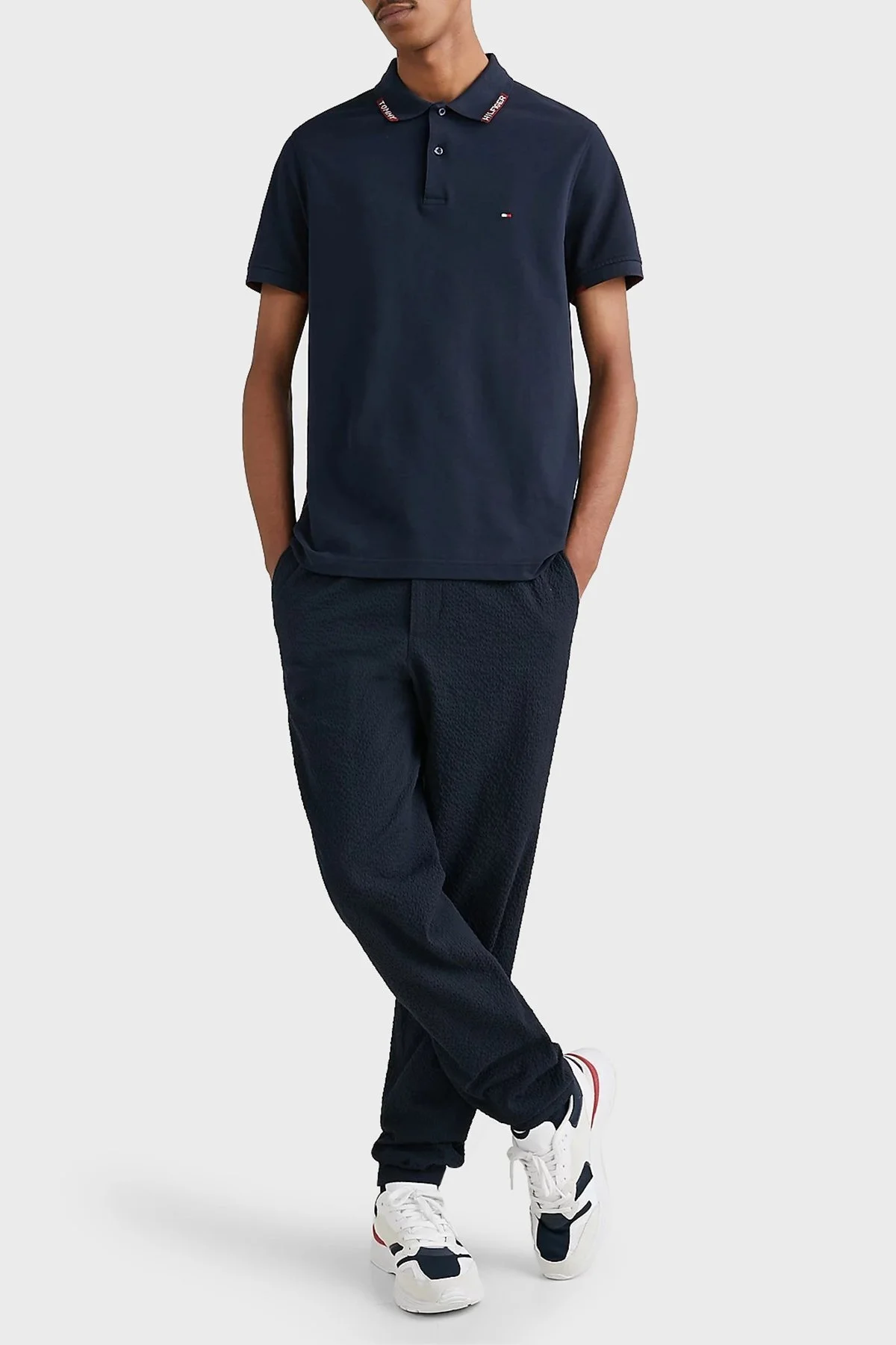 Tommy Hilfiger % 100 Pamuk Regular Fit Düğmeli Erkek Polo T Shirt MW0MW30774 DW5 LACİVERT - 3