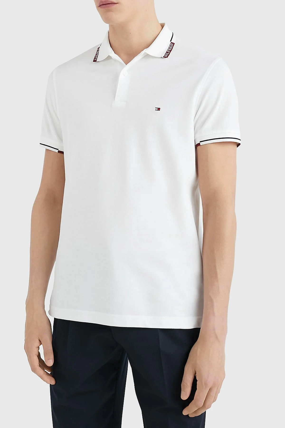 Tommy Hilfiger % 100 Pamuk Regular Fit Düğmeli Erkek Polo T Shirt MW0MW30774 YBR BEYAZ - 1