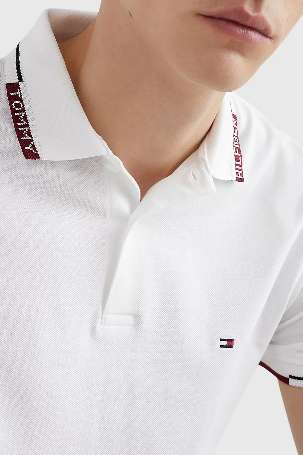 Tommy Hilfiger % 100 Pamuk Regular Fit Düğmeli Erkek Polo T Shirt MW0MW30774 YBR BEYAZ - 3