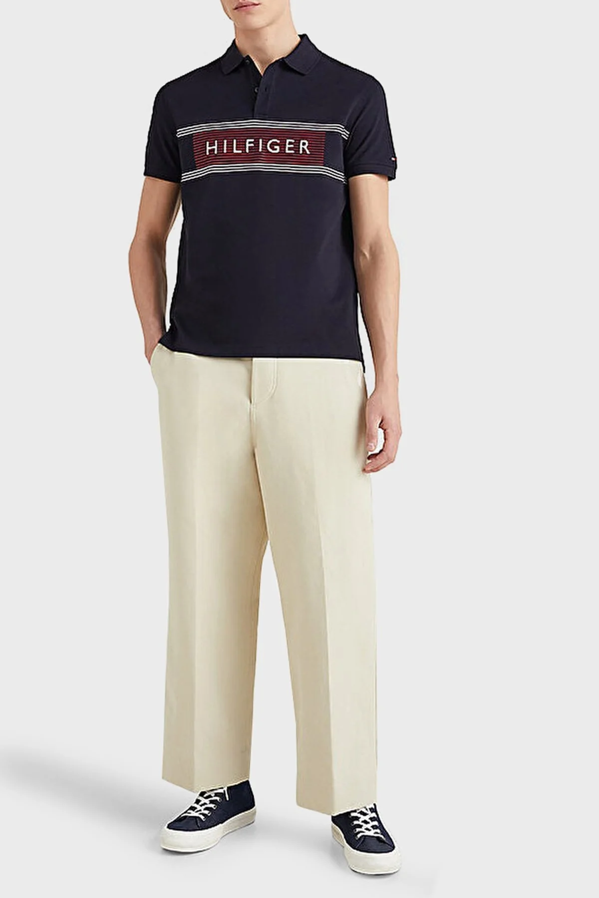 Tommy Hilfiger % 100 Pamuk Regular Fit Düğmeli Erkek Polo T Shirt MW0MW30781 DW5 LACİVERT - 1