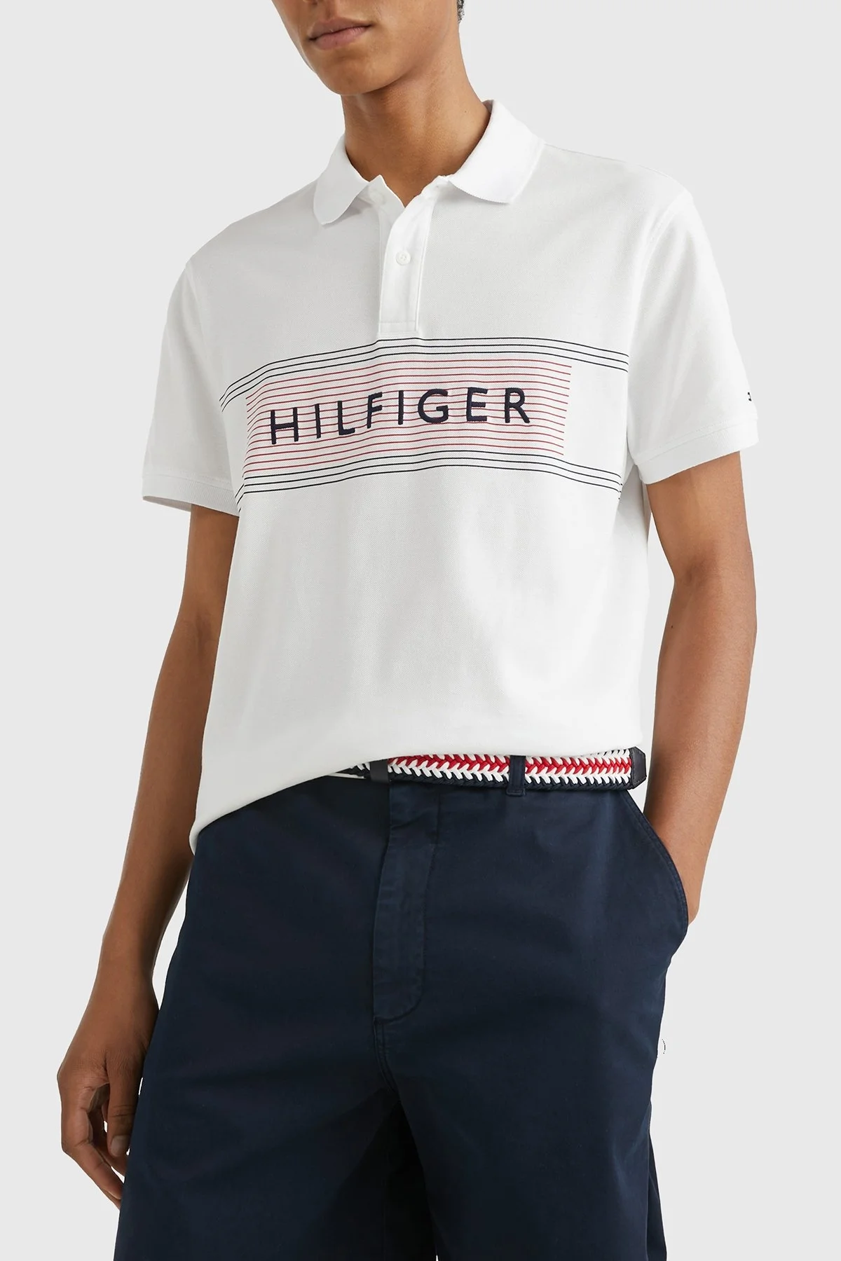 Tommy Hilfiger % 100 Pamuk Regular Fit Düğmeli Erkek Polo T Shirt MW0MW30781 YBR BEYAZ - 1