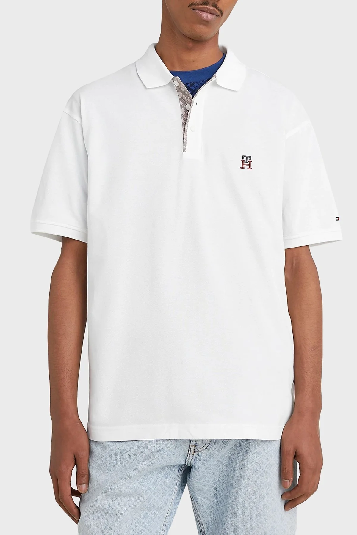 Tommy Hilfiger % 100 Pamuk Regular Fit Düğmeli Erkek Polo T Shirt MW0MW30785 YBR BEYAZ - 1