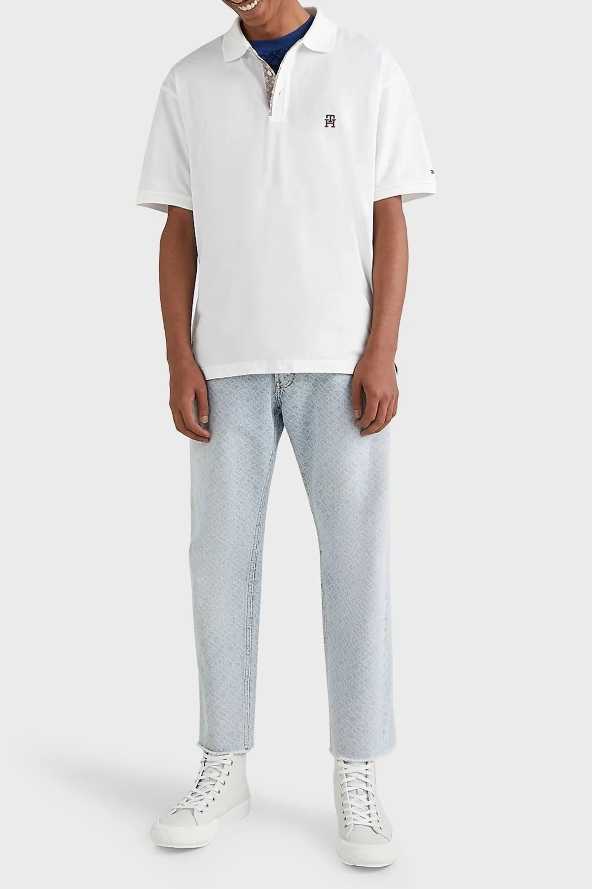 Tommy Hilfiger % 100 Pamuk Regular Fit Düğmeli Erkek Polo T Shirt MW0MW30785 YBR BEYAZ - 3