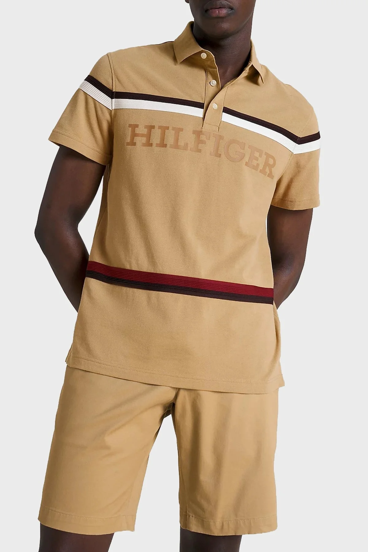 Tommy Hilfiger % 100 Pamuk Regular Fit Düğmeli Erkek Polo Yaka T Shirt MW0MW31555 RBL CAMEL - 1