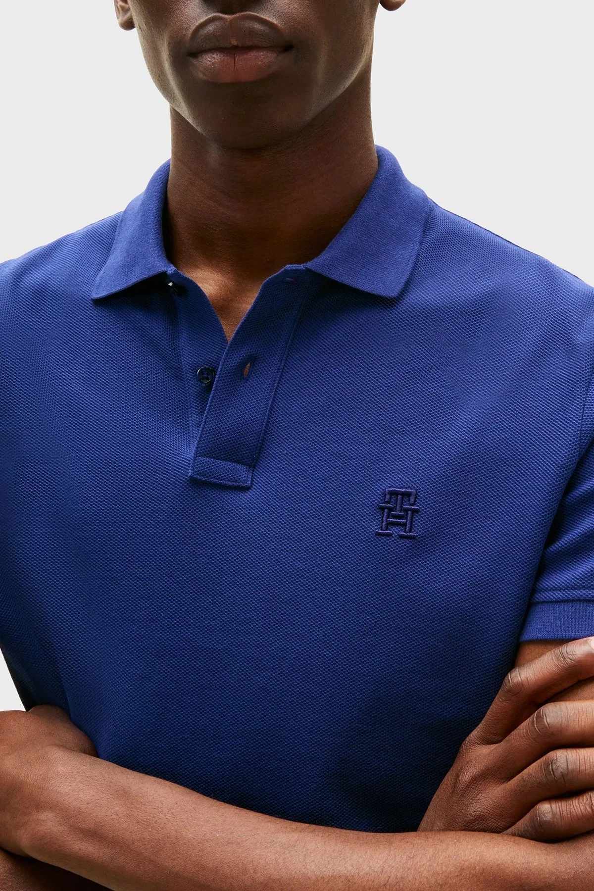 Tommy Hilfiger % 100 Pamuk Regular Fit Düğmeli Erkek Polo Yaka T Shirt MW0MW33167 C7G MAVİ - 3