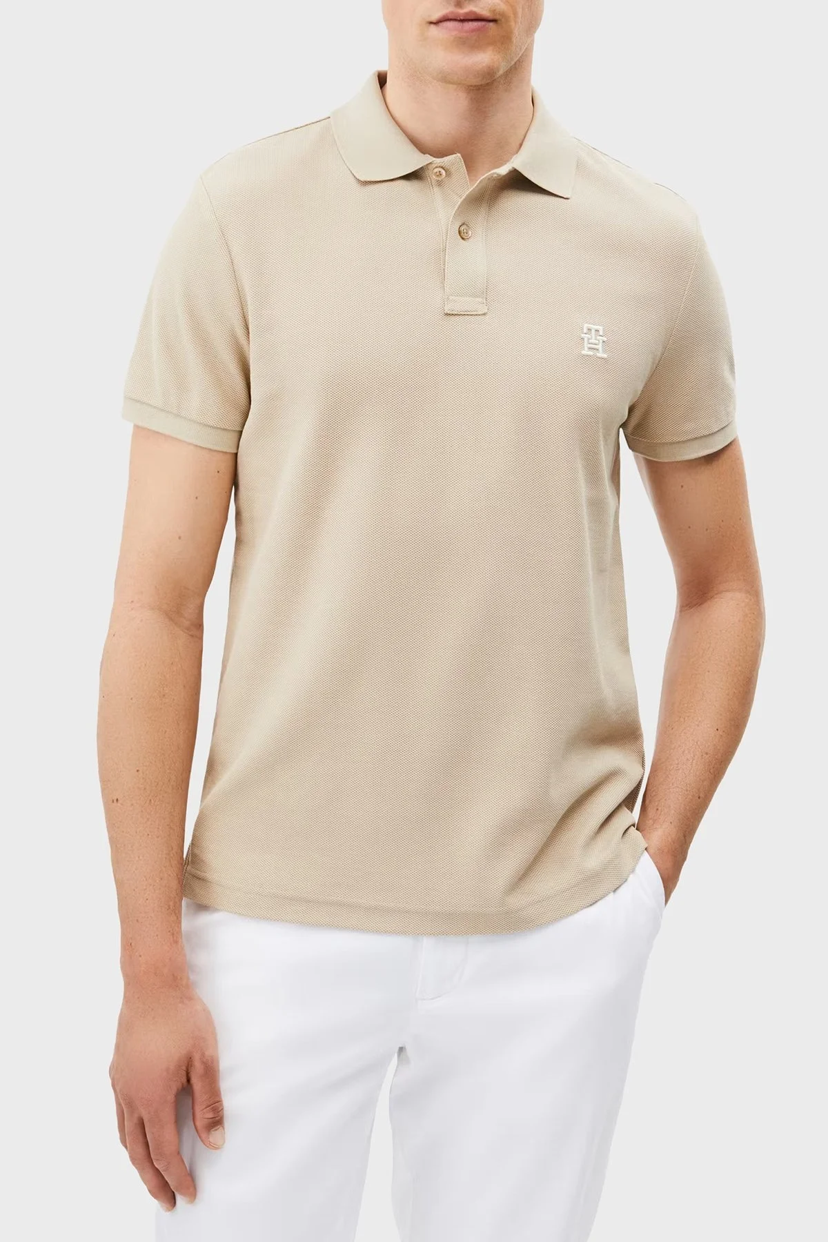 Tommy Hilfiger % 100 Pamuk Regular Fit Düğmeli Erkek Polo Yaka T Shirt MW0MW33167 RBT KUM - 11