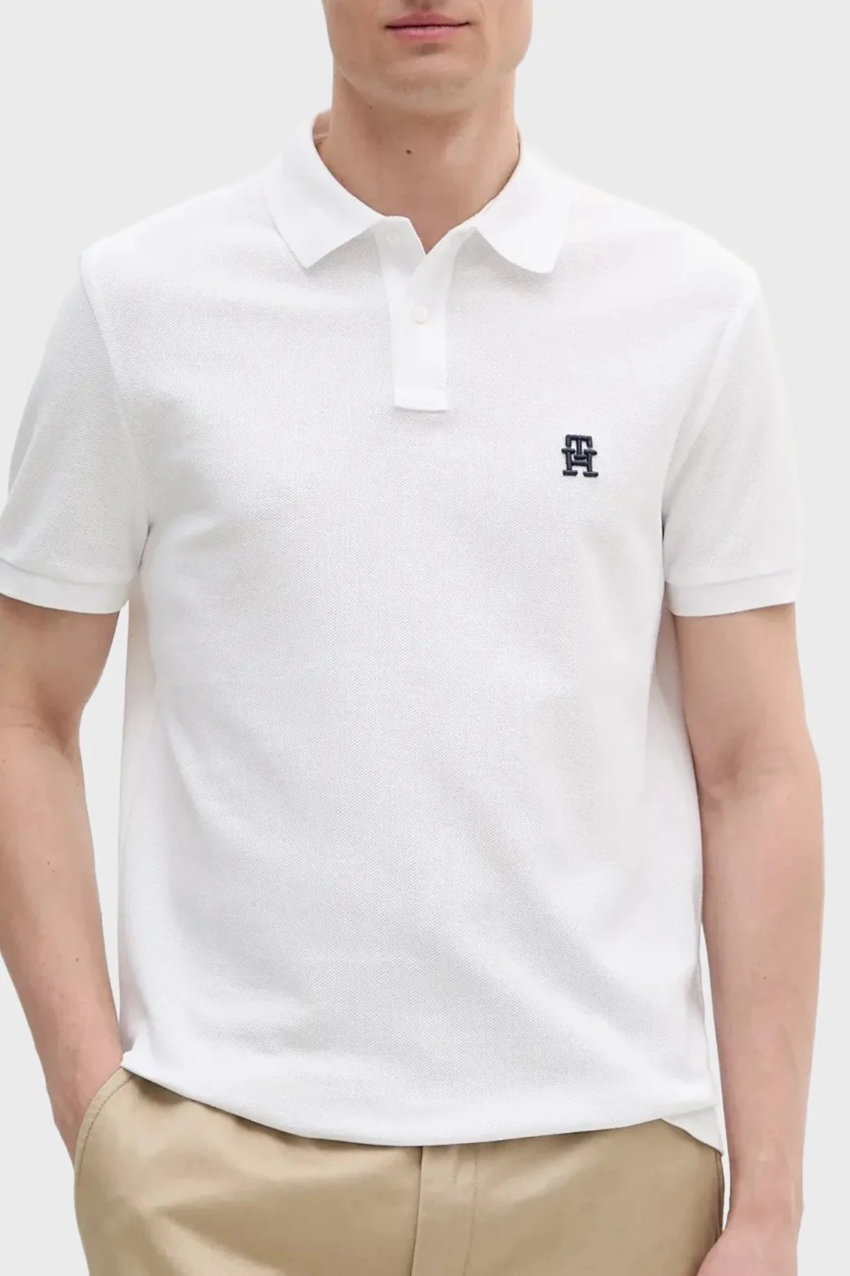 Tommy Hilfiger % 100 Pamuk Regular Fit Düğmeli Erkek Polo Yaka T Shirt MW0MW33167 YBR BEYAZ - 5