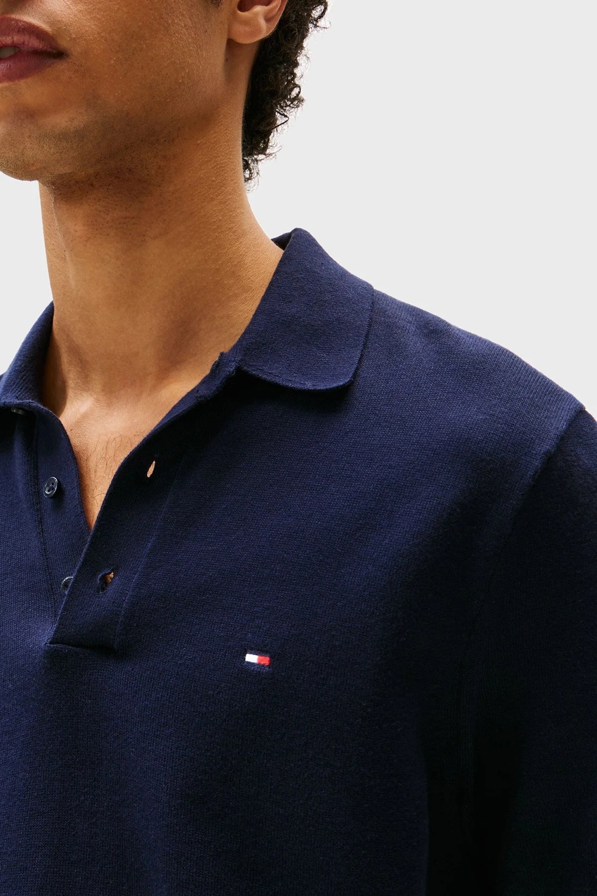 Tommy Hilfiger % 100 Pamuk Regular Fit Düğmeli Erkek Polo Yaka T Shirt MW0MW37396 DW5 LACİVERT - 3