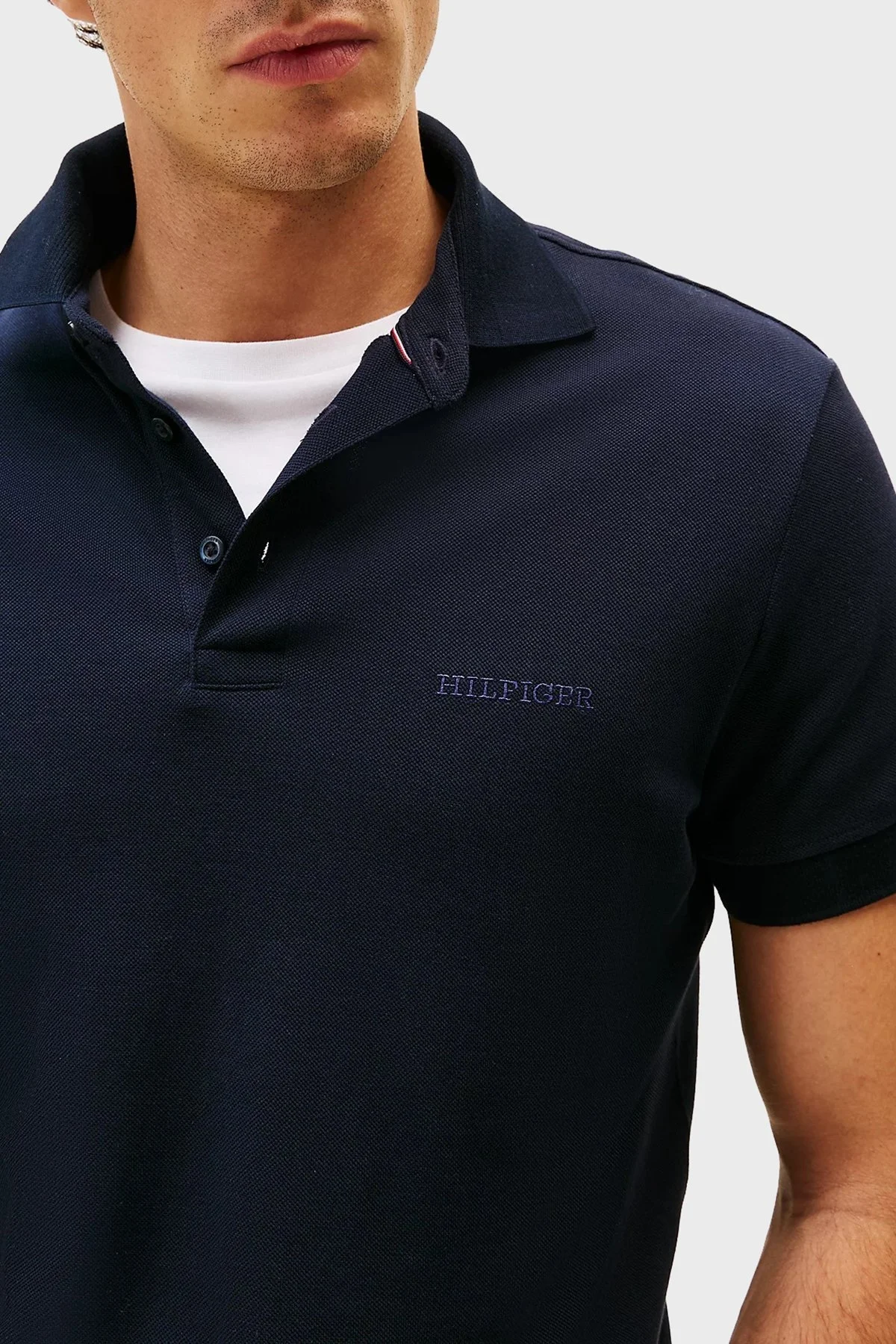 Tommy Hilfiger % 100 Pamuk Regular Fit Düğmeli Erkek Polo Yaka T Shirt MW0MW38456 DW5 LACİVERT - 9