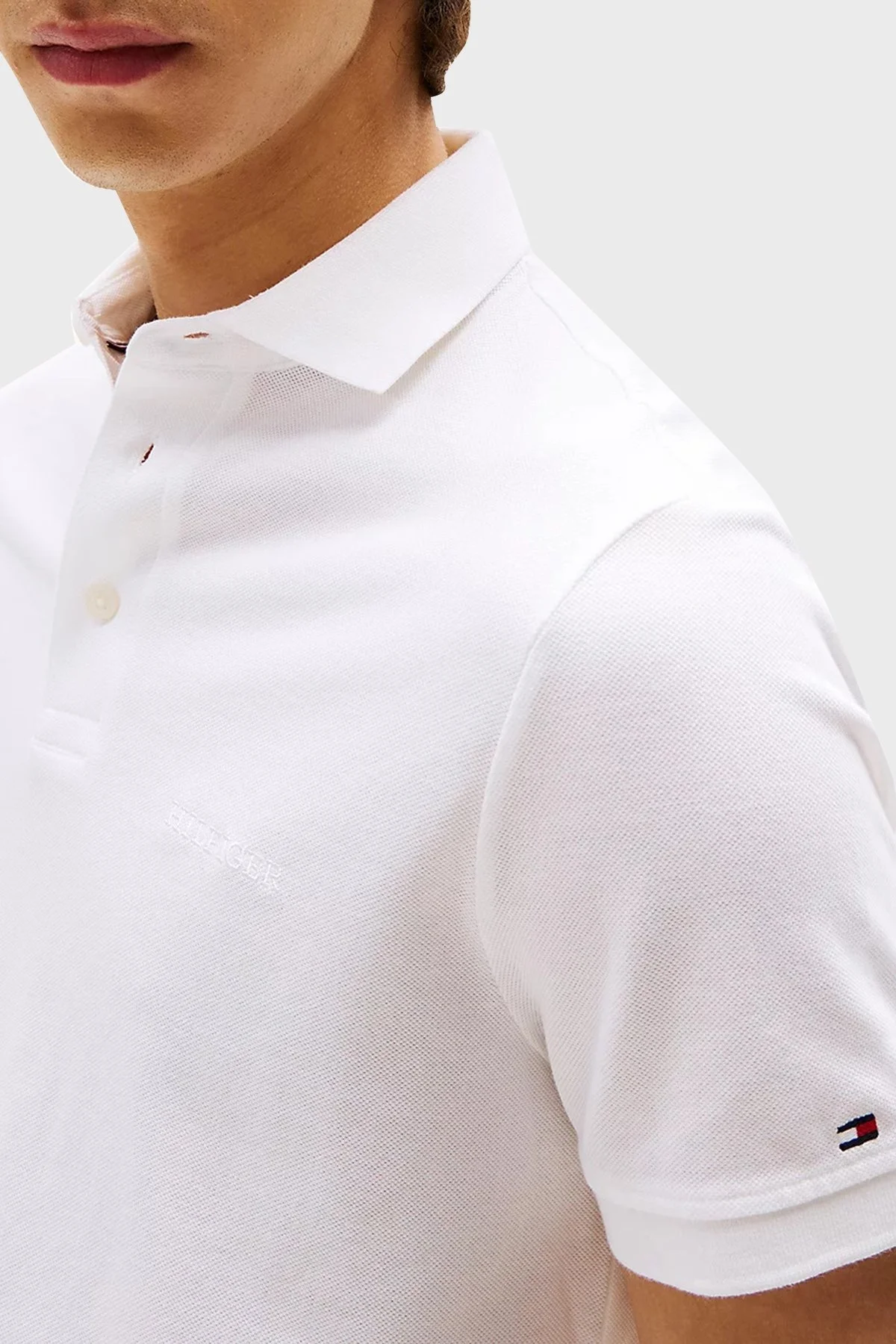 Tommy Hilfiger % 100 Pamuk Regular Fit Düğmeli Erkek Polo Yaka T Shirt MW0MW38456 YBR BEYAZ - 9