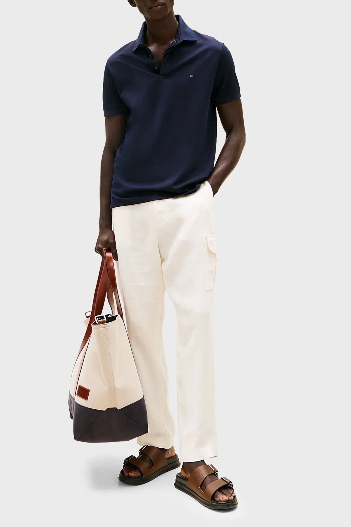 Tommy Hilfiger % 100 Pamuk Regular Fit Düğmeli Erkek Polo Yaka T Shirt MW0MW38491 DW5 LACİVERT - 7