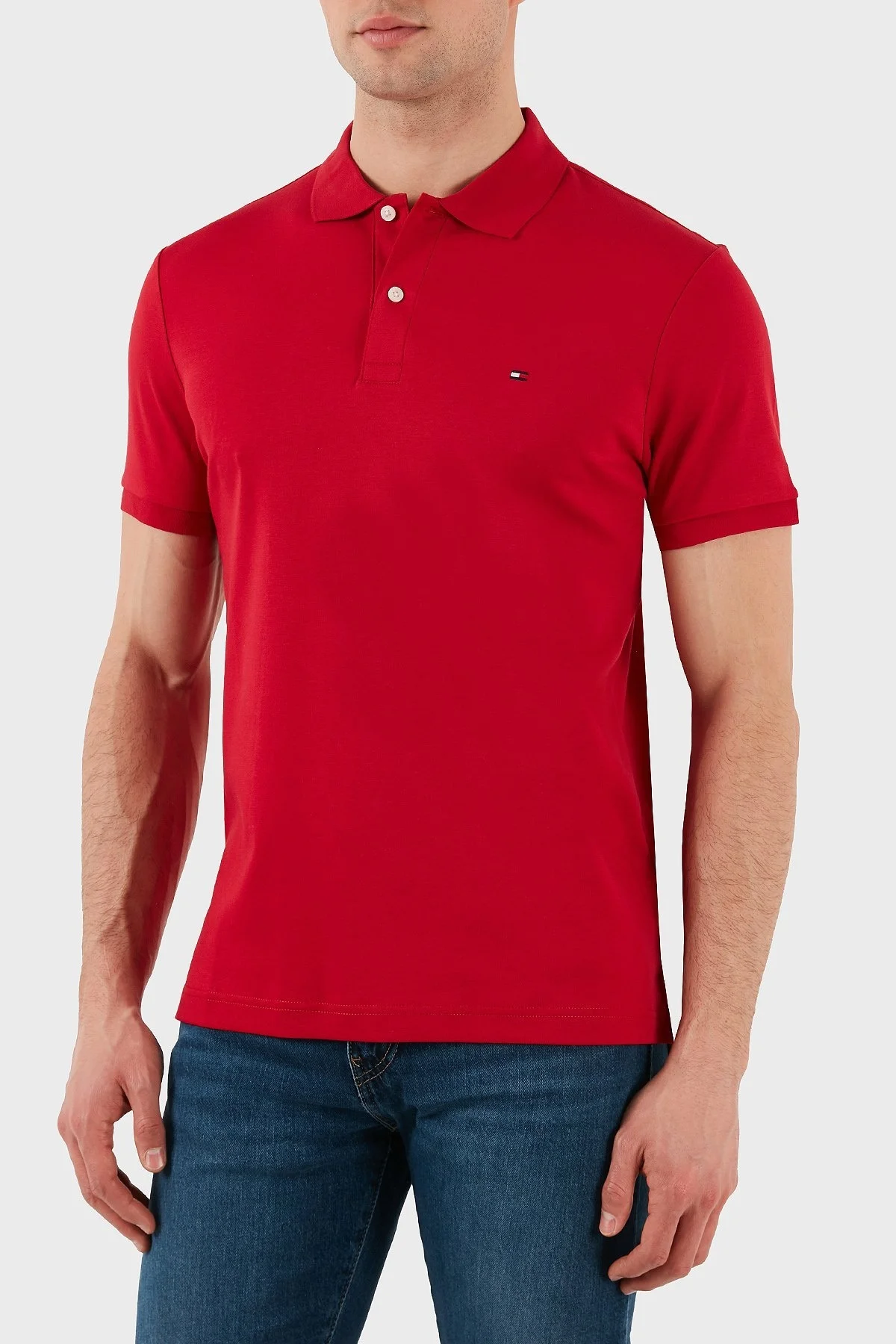 Tommy Hilfiger % 100 Pamuk Regular Fit Düğmeli Erkek Polo Yaka T Shirt MW0MW39994 XLD KIRMIZI - 7