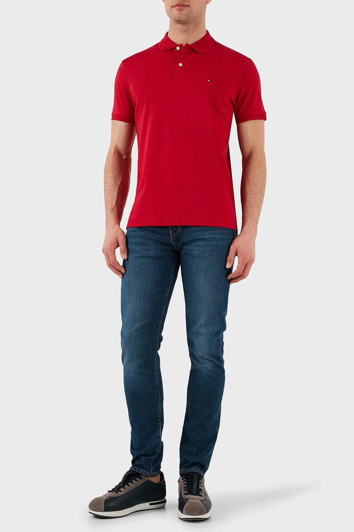 Tommy Hilfiger % 100 Pamuk Regular Fit Düğmeli Erkek Polo Yaka T Shirt MW0MW39994 XLD KIRMIZI - 8