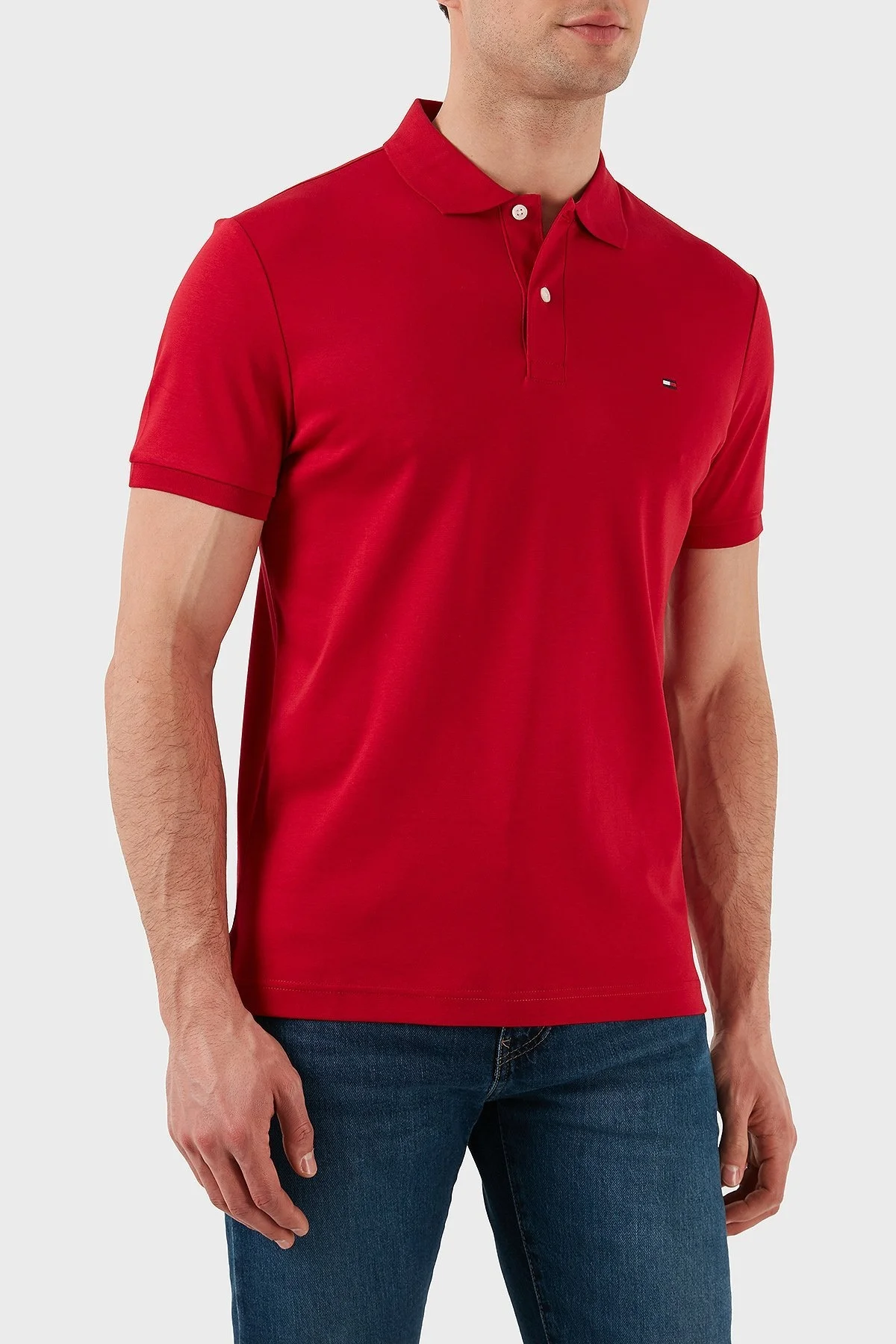 Tommy Hilfiger % 100 Pamuk Regular Fit Düğmeli Erkek Polo Yaka T Shirt MW0MW39994 XLD KIRMIZI - 10
