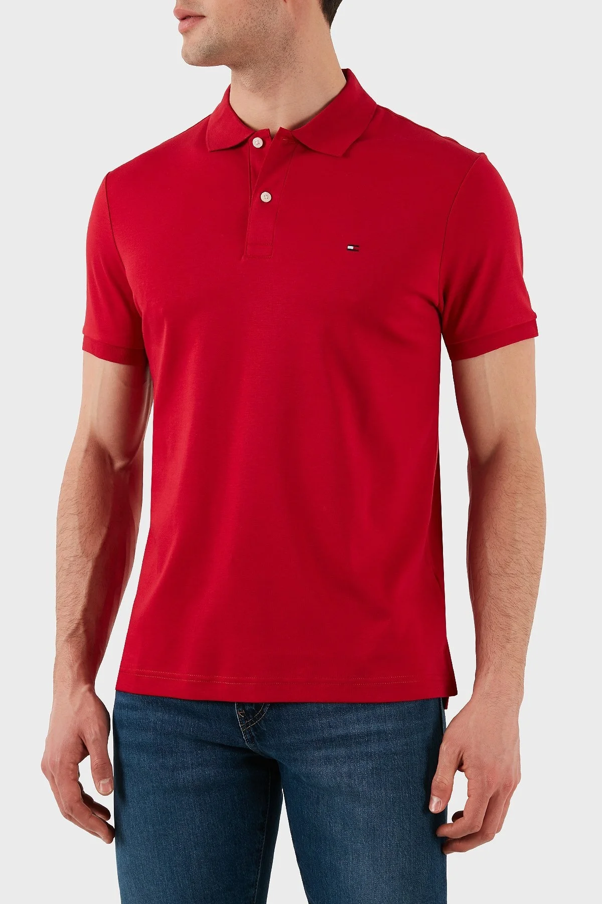 Tommy Hilfiger % 100 Pamuk Regular Fit Düğmeli Erkek Polo Yaka T Shirt MW0MW39994 XLD KIRMIZI - 11