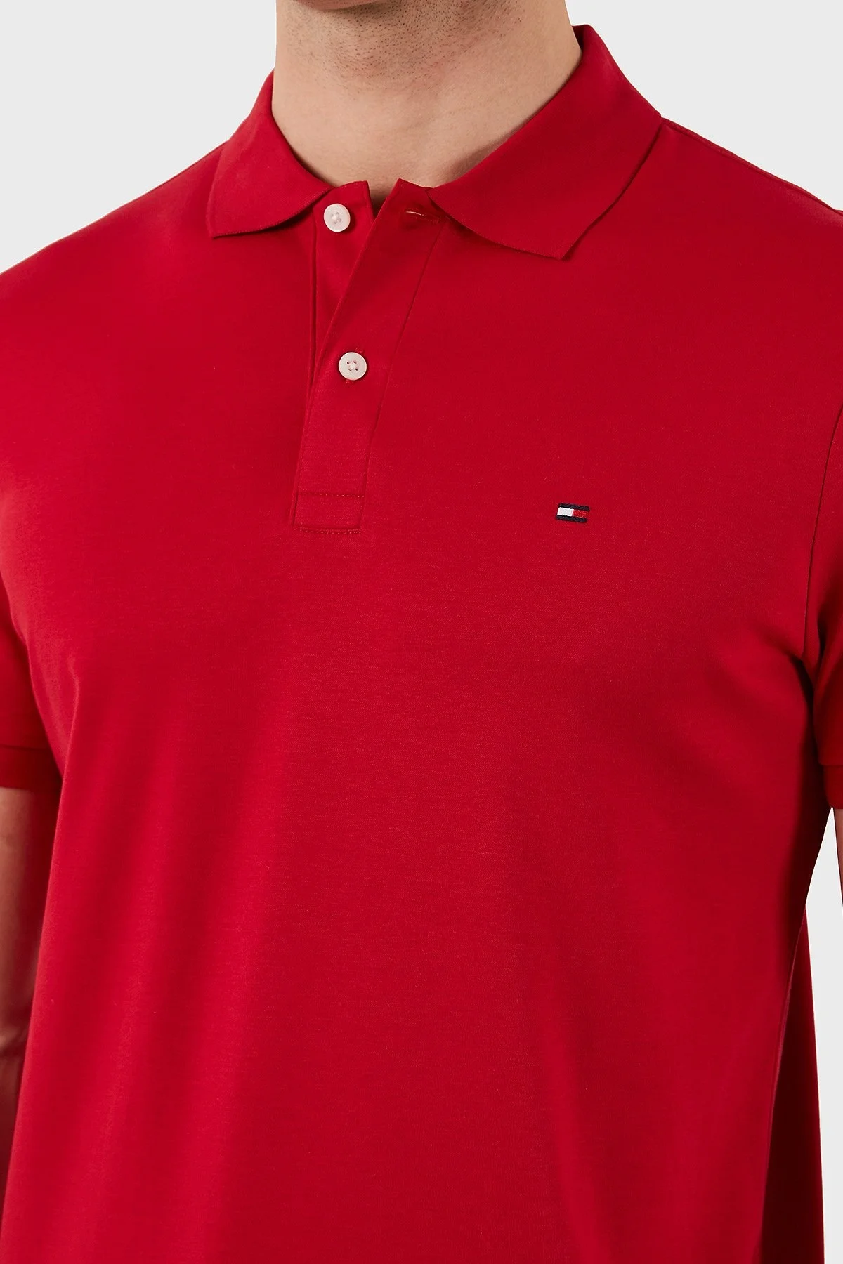 Tommy Hilfiger % 100 Pamuk Regular Fit Düğmeli Erkek Polo Yaka T Shirt MW0MW39994 XLD KIRMIZI - 12