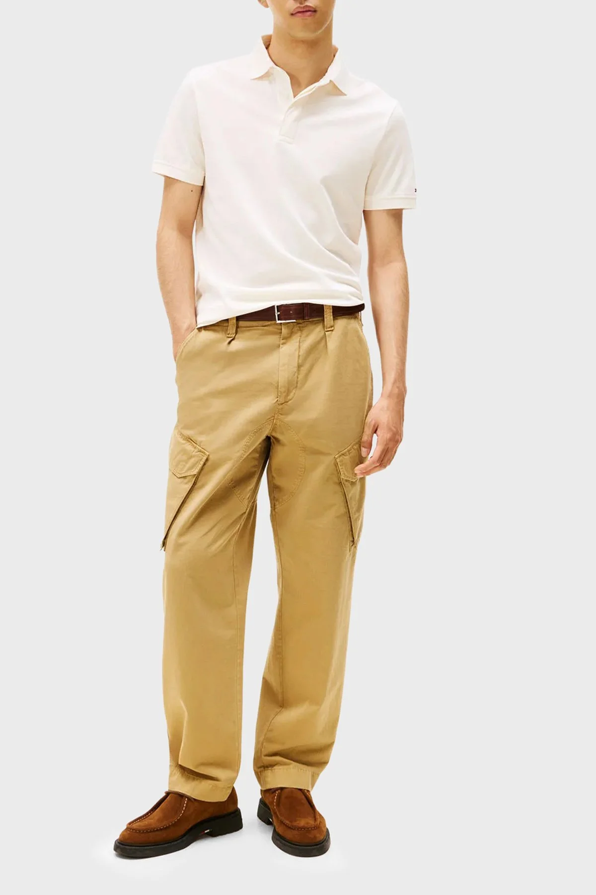 Tommy Hilfiger % 100 Pamuk Regular Fit Düğmeli Erkek Polo Yaka T Shirt MW0MW41513 Z00 AÇIK BEJ - 2