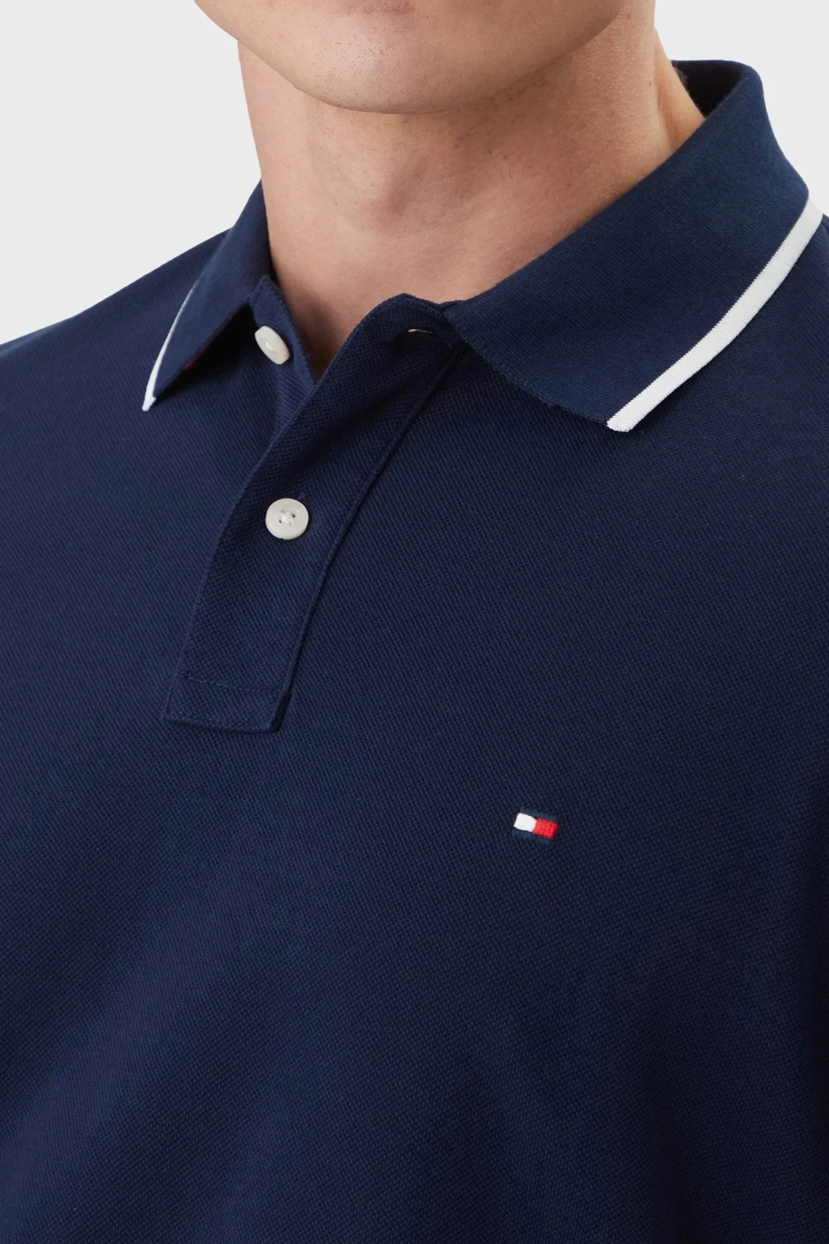 Tommy Hilfiger % 100 Pamuk Regular Fit Düğmeli Erkek Polo Yaka T Shirt MW0MW42748 DCC LACİVERT - 4