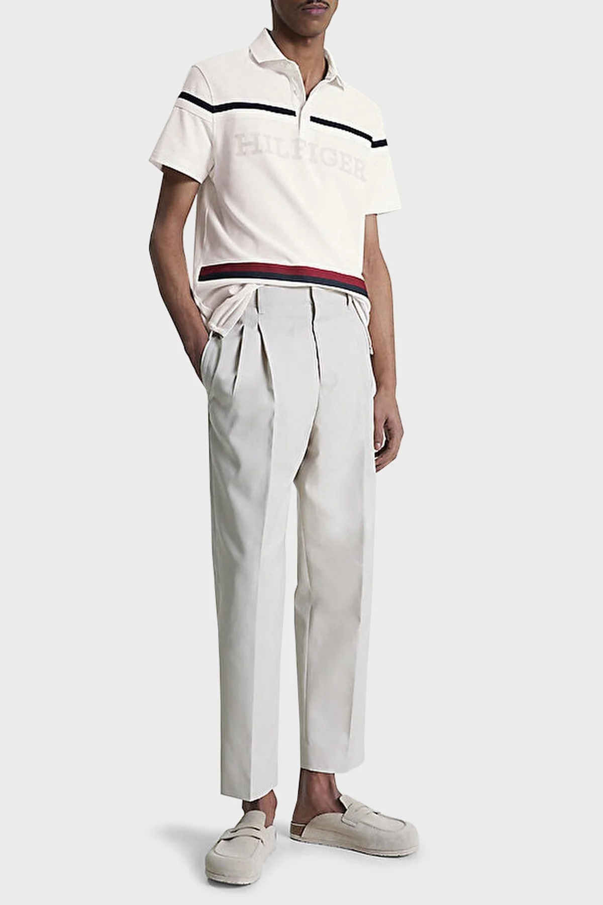 Tommy Hilfiger % 100 Pamuk Regular Fit Düğmeli Erkek Polo Yaka T Shirt MW0MW31555 AC0 KREM - 2