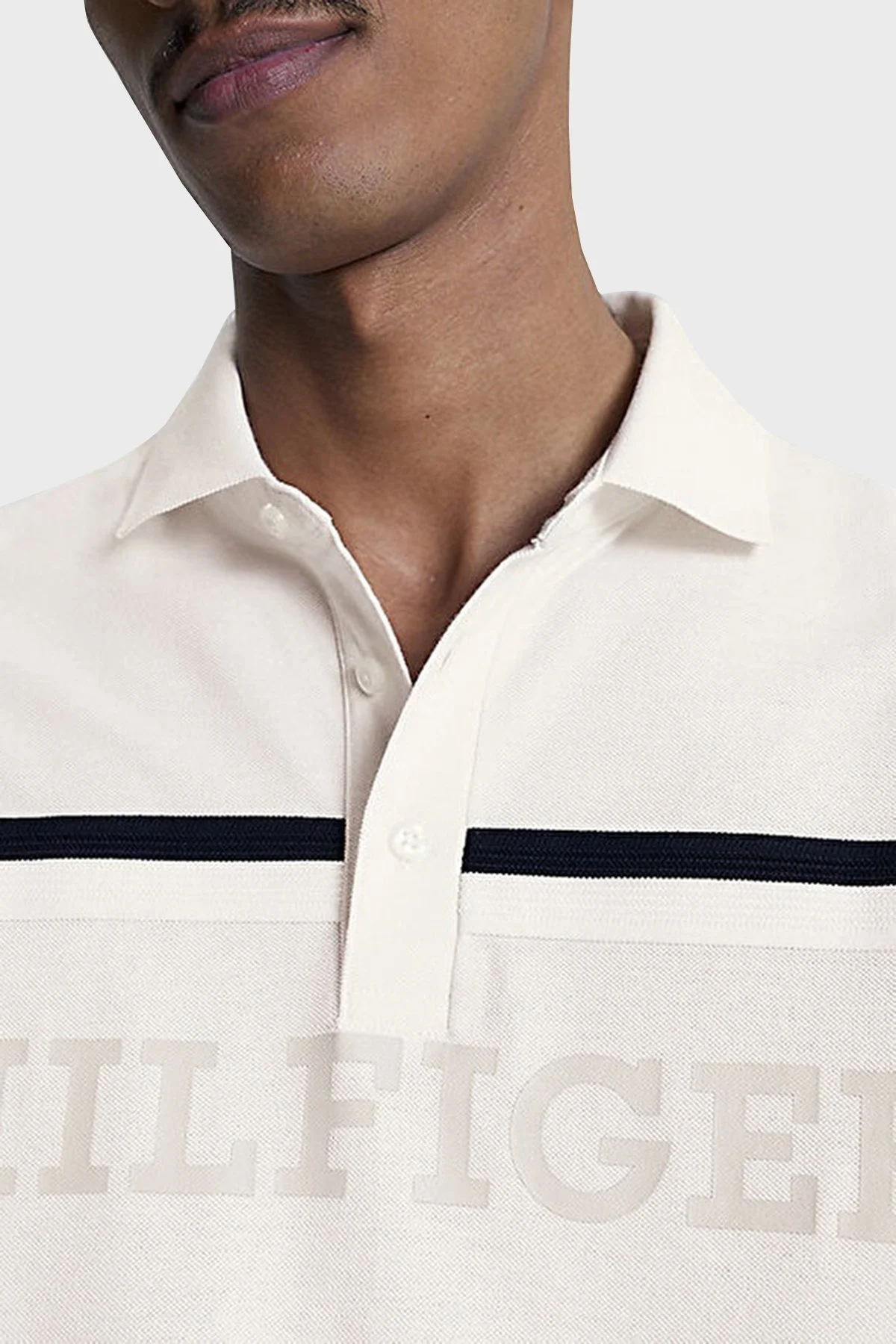 Tommy Hilfiger % 100 Pamuk Regular Fit Düğmeli Erkek Polo Yaka T Shirt MW0MW31555 AC0 KREM - 4