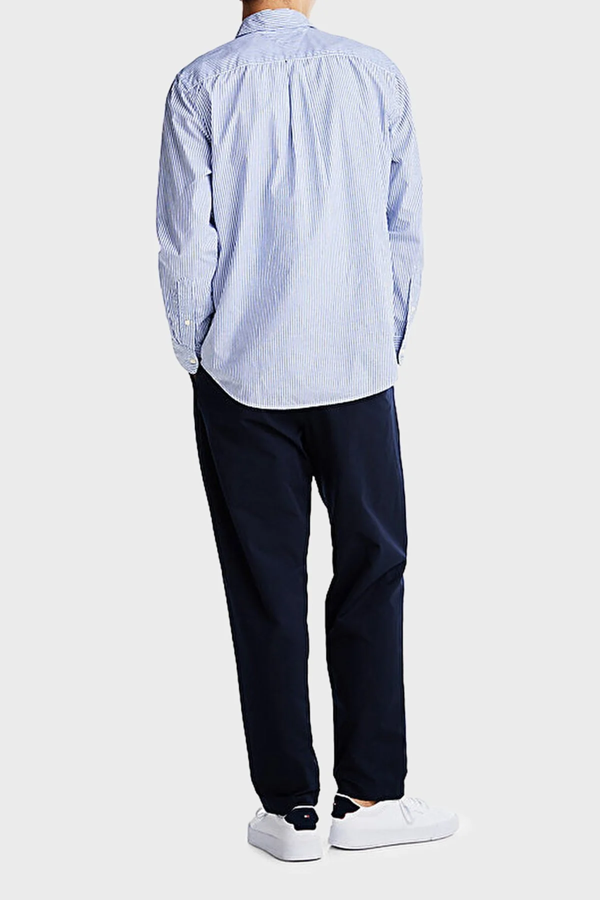 Tommy Hilfiger % 100 Pamuk Regular Fit Düğmeli Yaka Çizgili Erkek Gömlek MW0MW37549 0A5 MAVİ-BEYAZ - 3