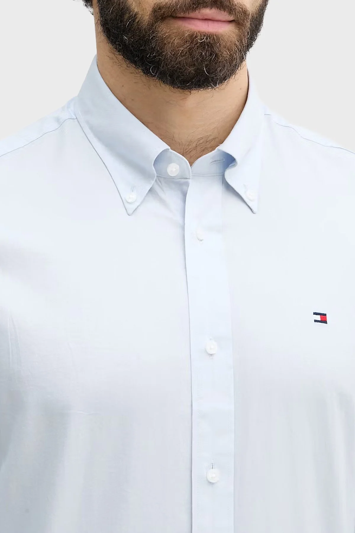Tommy Hilfiger % 100 Pamuk Regular Fit Düğmeli Yaka Erkek Gömlek MW0MW42936 C14 Mavi - 4