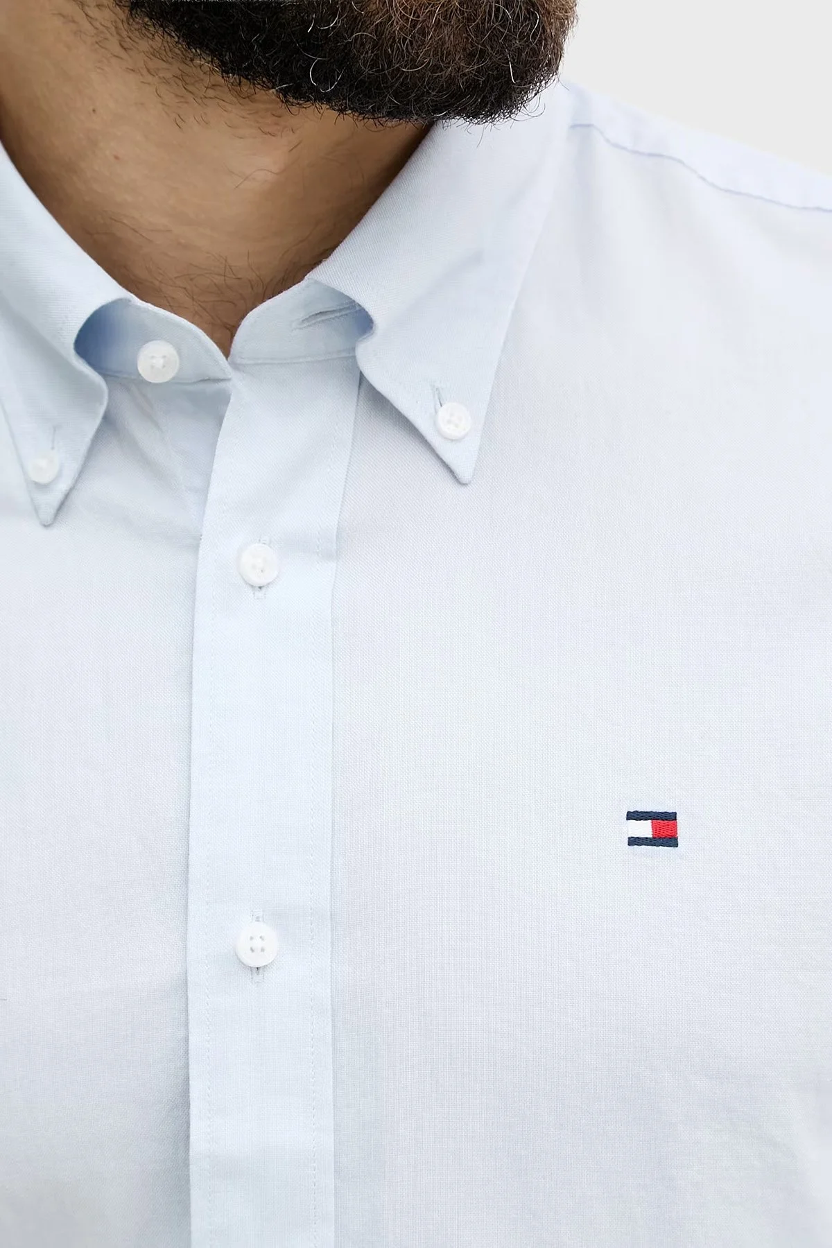 Tommy Hilfiger % 100 Pamuk Regular Fit Düğmeli Yaka Erkek Gömlek MW0MW42936 C14 Mavi - 5