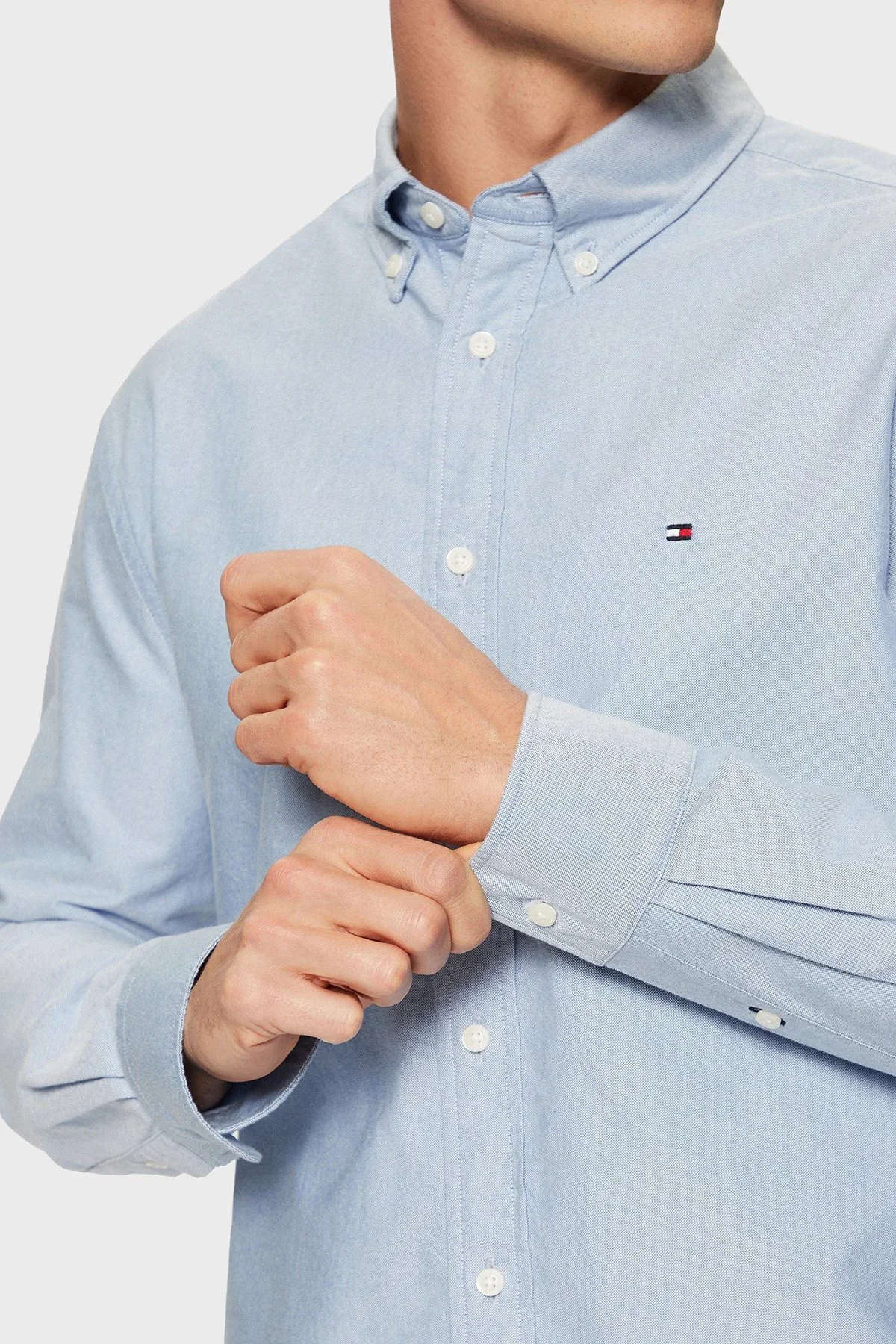 Tommy Hilfiger % 100 Pamuk Regular Fit Erkek Gömlek MW0MW35774 0GZ AÇIK MAVİ - 3