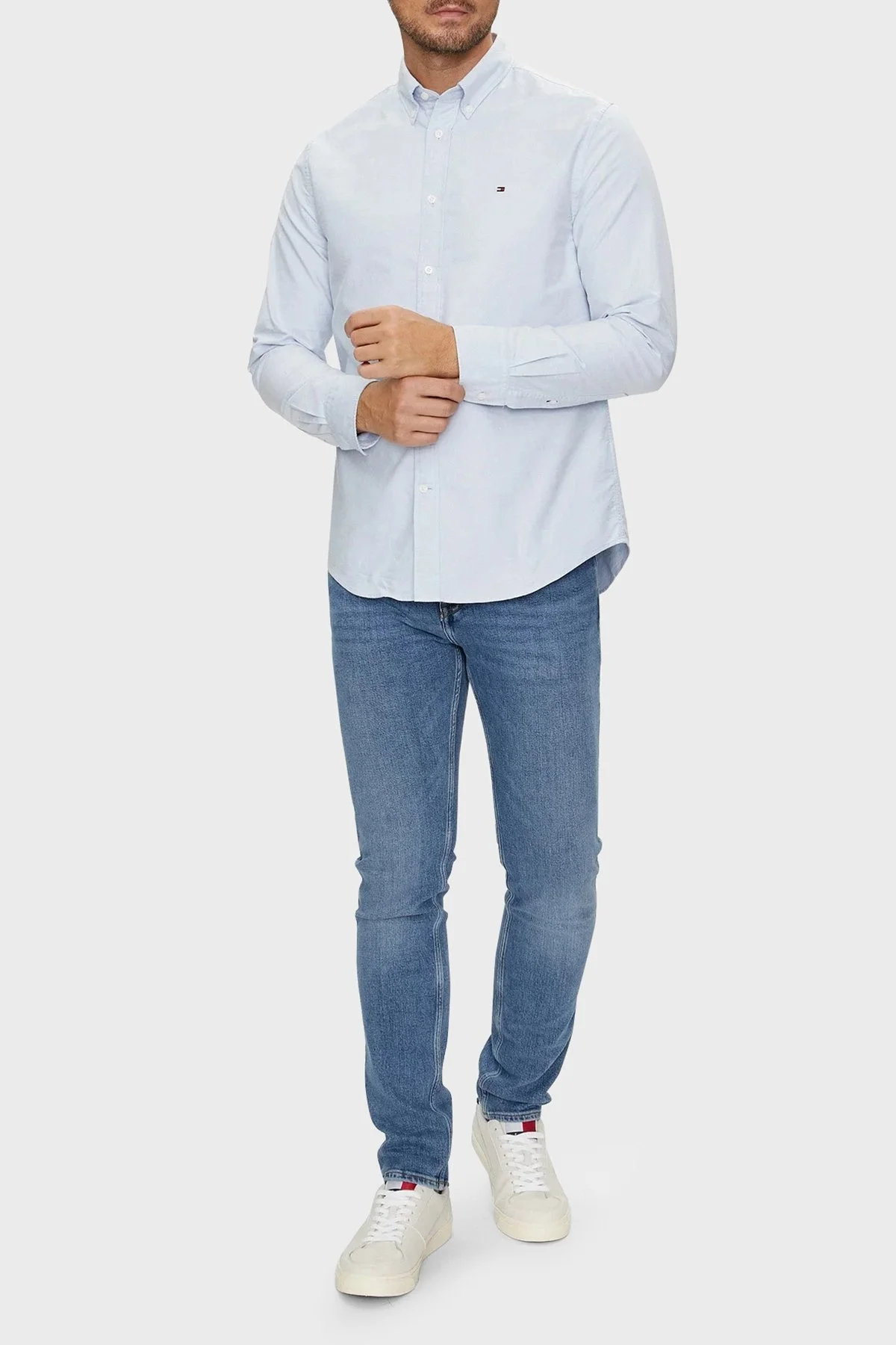 Tommy Hilfiger % 100 Pamuk Regular Fit Erkek Gömlek MW0MW35774 C14 MAVİ - 3