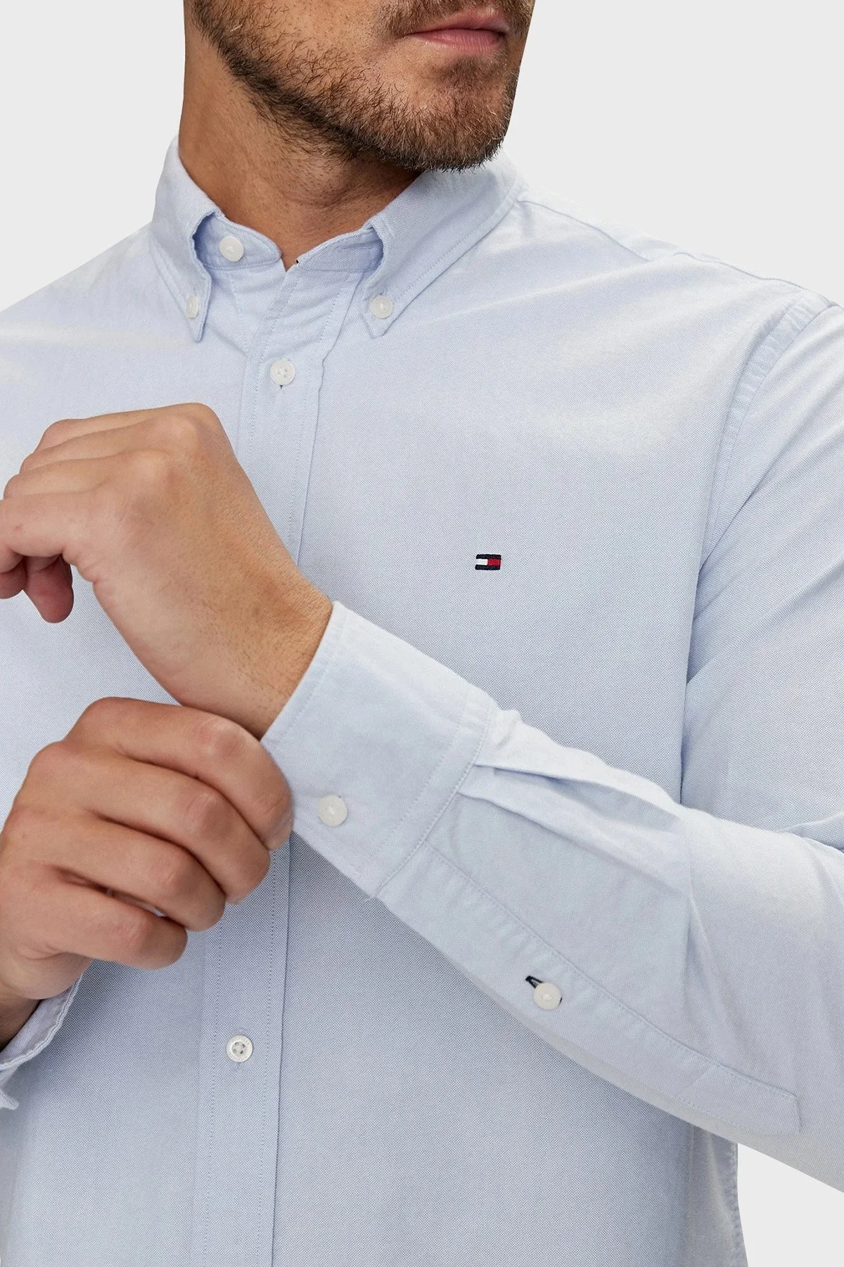 Tommy Hilfiger % 100 Pamuk Regular Fit Erkek Gömlek MW0MW35774 C14 MAVİ - 4