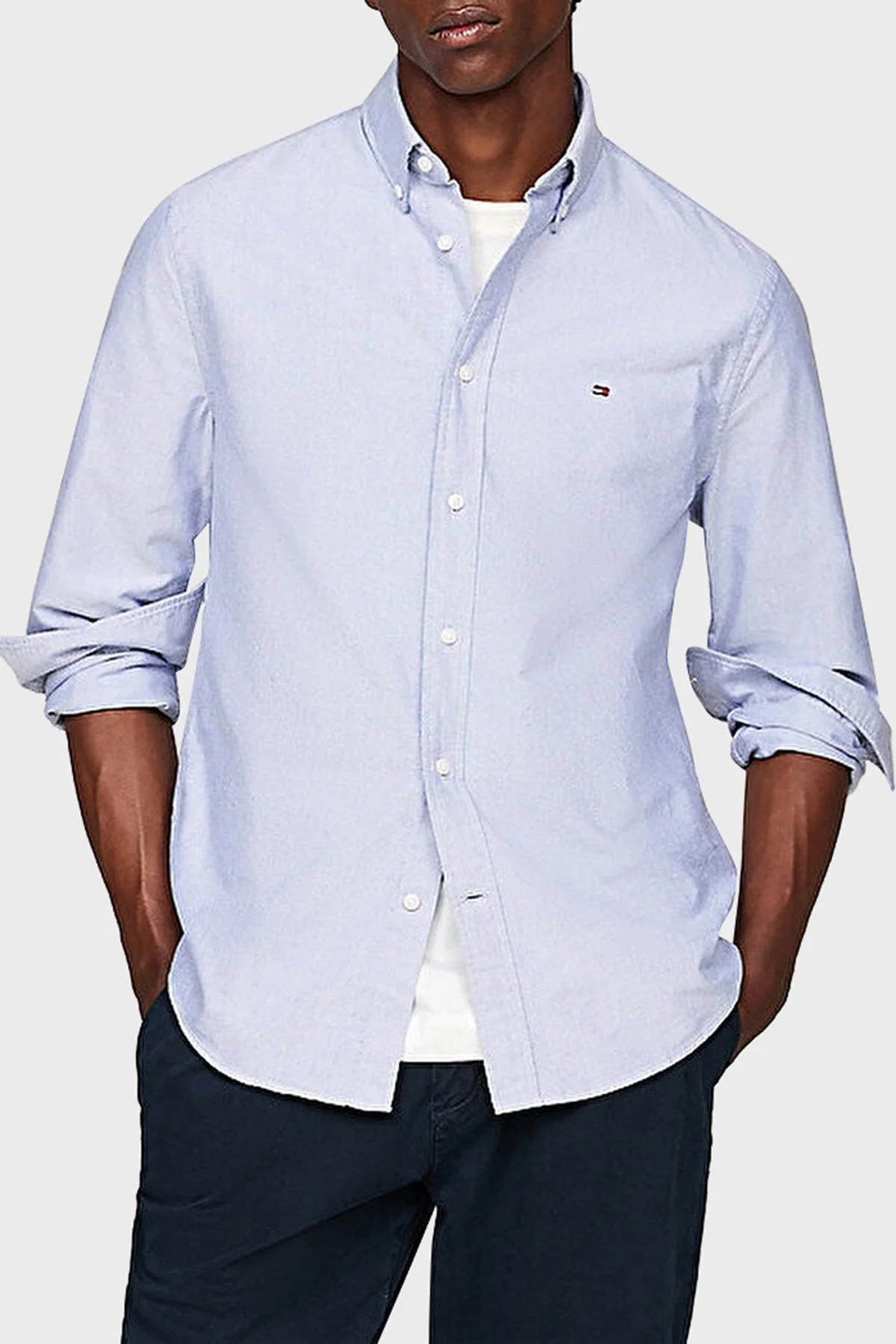 Tommy Hilfiger % 100 Pamuk Regular Fit Erkek Gömlek MW0MW35774 CI0 MAVİ - 6