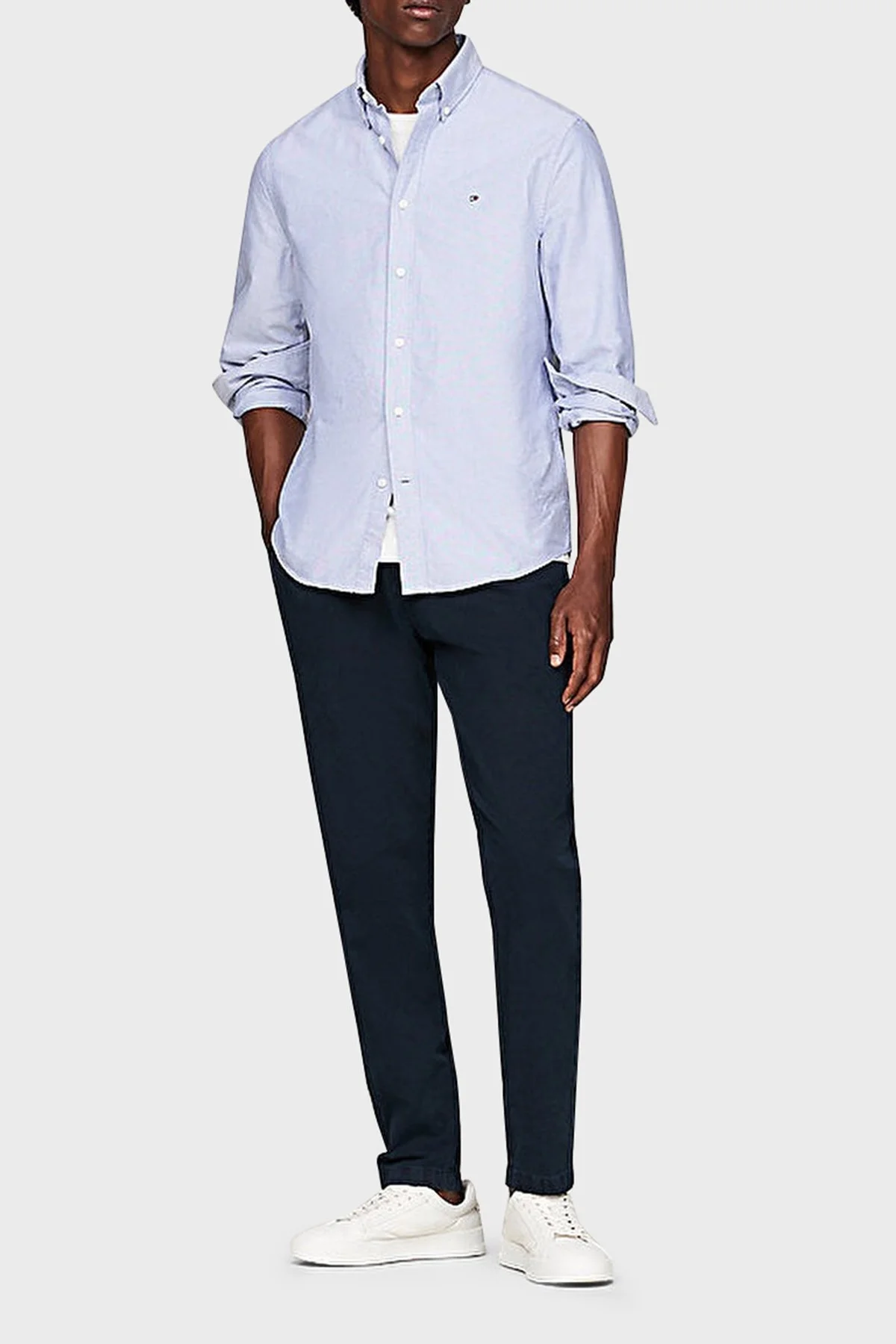 Tommy Hilfiger % 100 Pamuk Regular Fit Erkek Gömlek MW0MW35774 CI0 MAVİ - 7