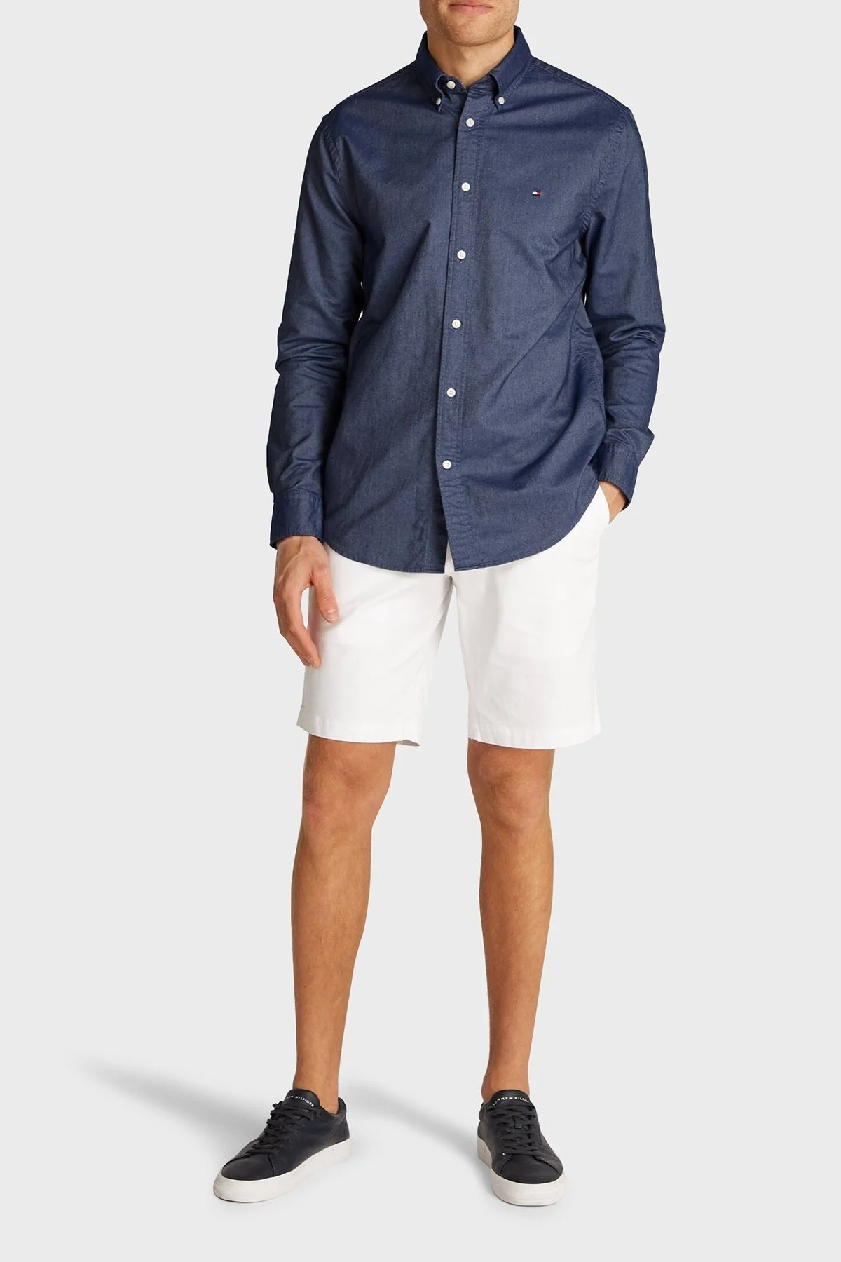 Tommy Hilfiger % 100 Pamuk Regular Fit Erkek Gömlek MW0MW35774 DW5 LACİVERT - 6