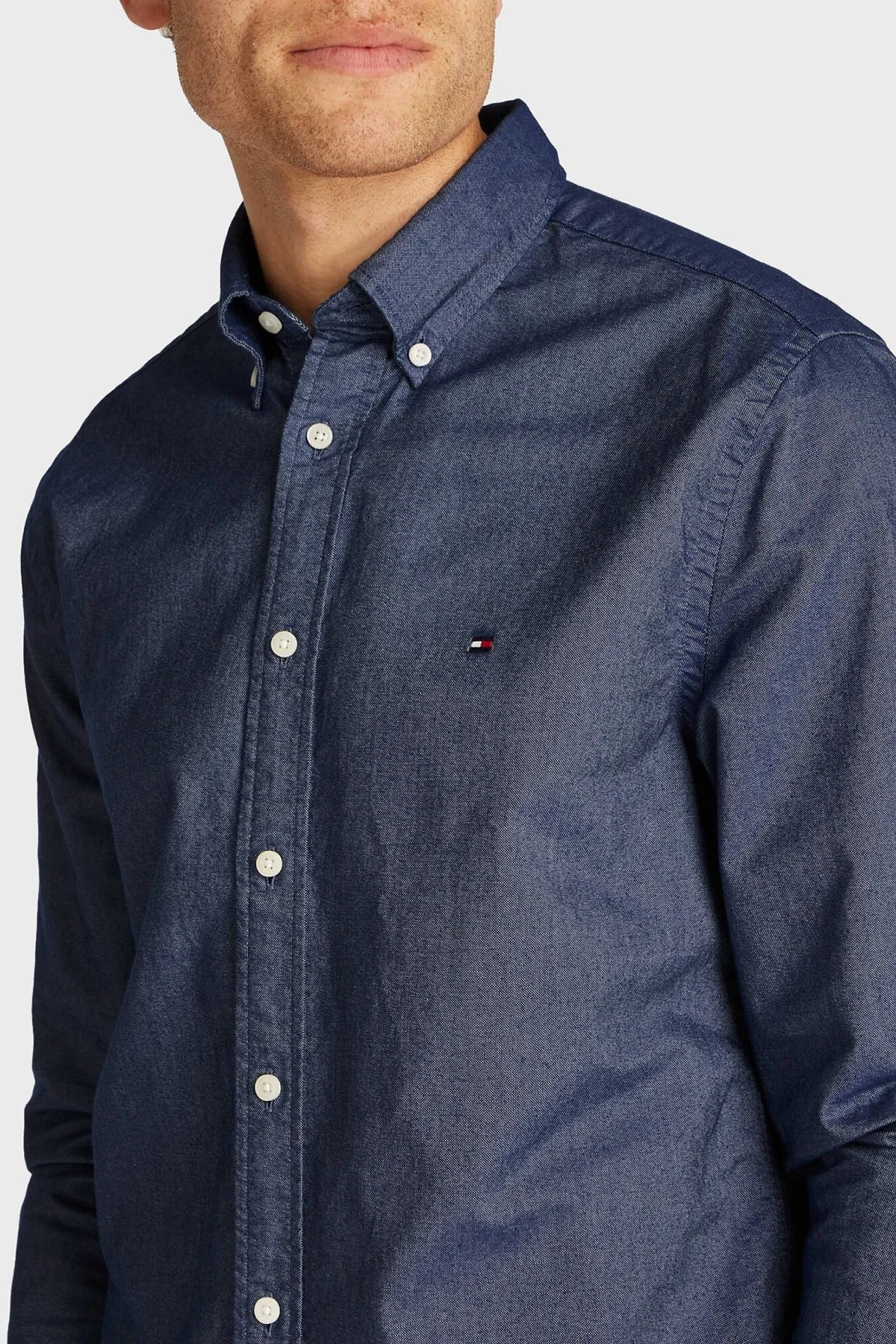 Tommy Hilfiger % 100 Pamuk Regular Fit Erkek Gömlek MW0MW35774 DW5 LACİVERT - 8