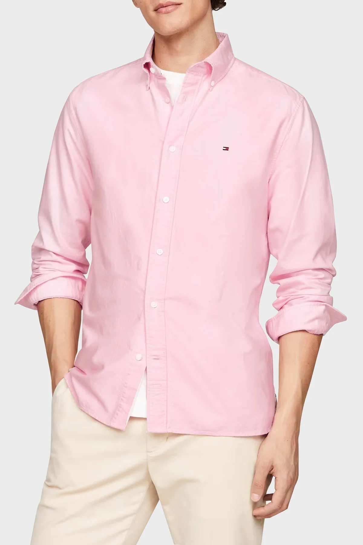 Tommy Hilfiger % 100 Pamuk Regular Fit Erkek Gömlek MW0MW35774 TOL PEMBE - 6