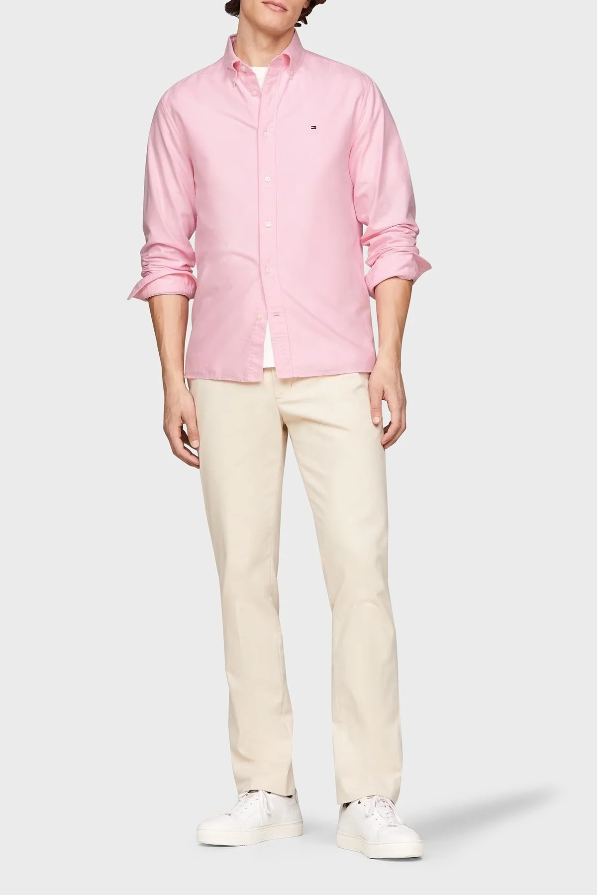 Tommy Hilfiger % 100 Pamuk Regular Fit Erkek Gömlek MW0MW35774 TOL PEMBE - 7