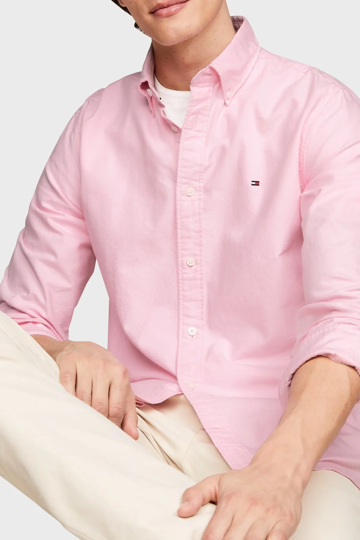 Tommy Hilfiger % 100 Pamuk Regular Fit Erkek Gömlek MW0MW35774 TOL PEMBE - 9