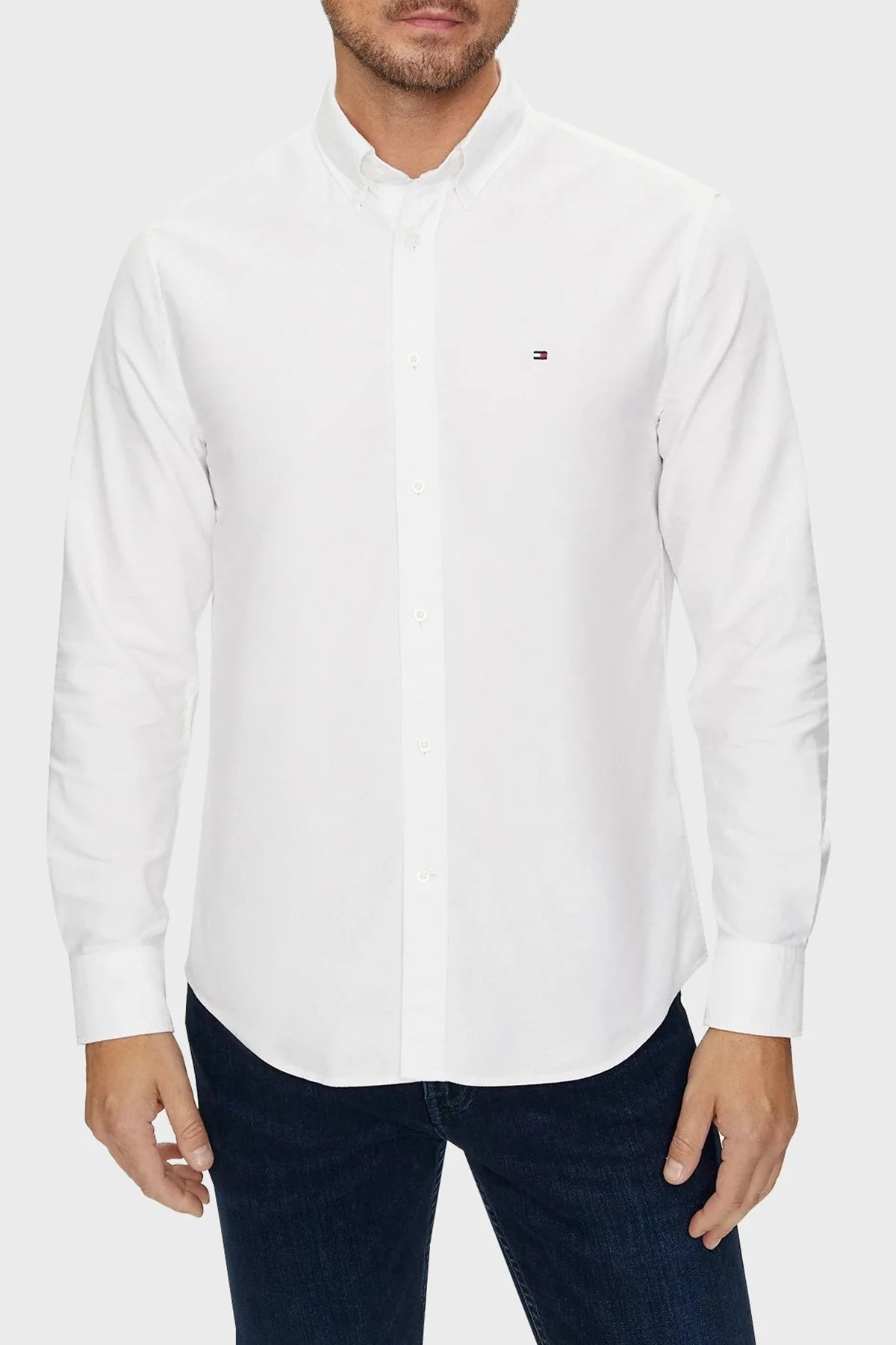 Tommy Hilfiger % 100 Pamuk Regular Fit Erkek Gömlek MW0MW35774 YCF BEYAZ - 1