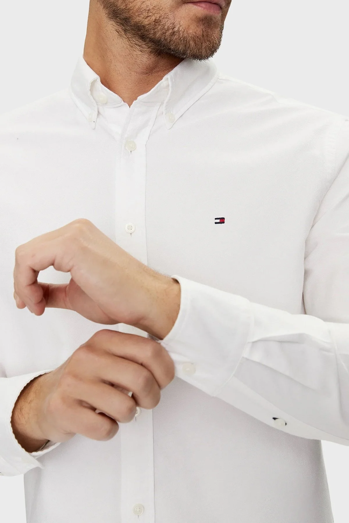 Tommy Hilfiger % 100 Pamuk Regular Fit Erkek Gömlek MW0MW35774 YCF BEYAZ - 4