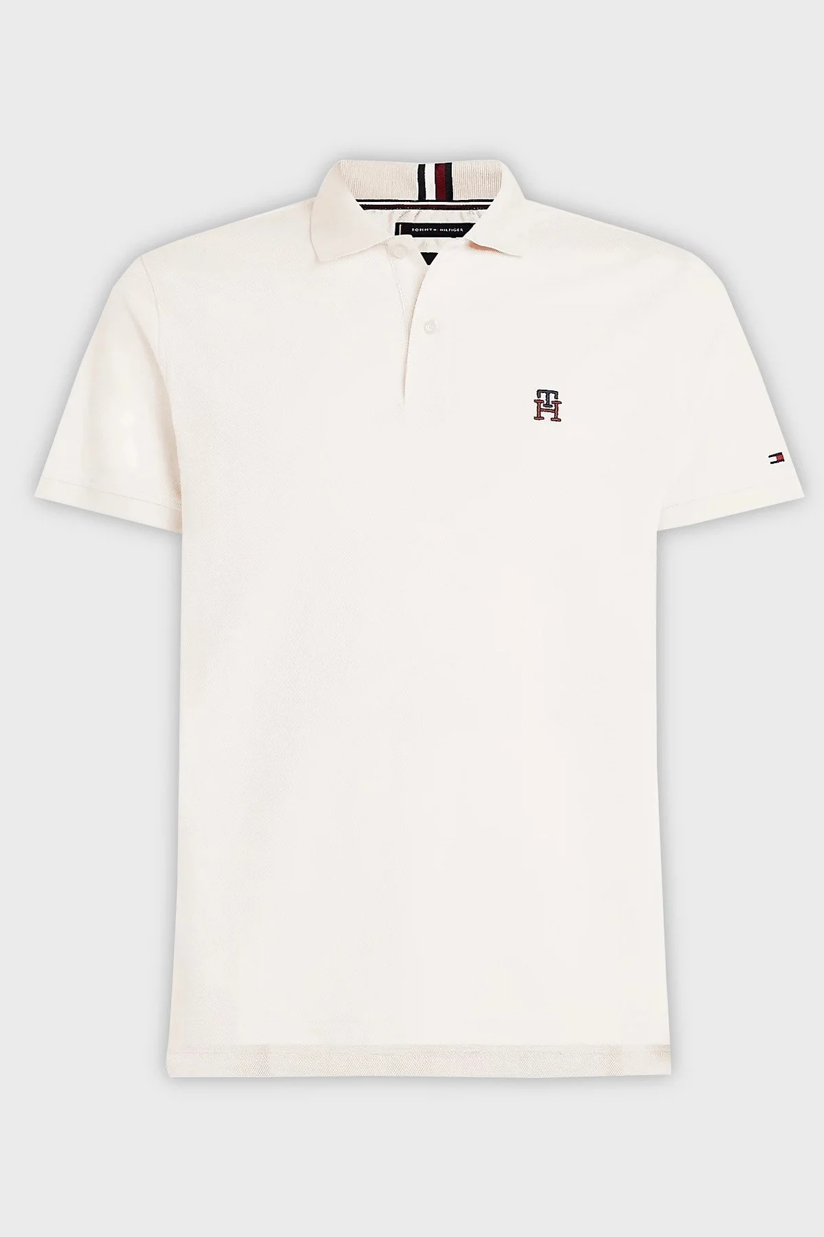 Tommy Hilfiger % 100 Pamuk Regular Fit Erkek Polo Yaka T Shirt MW0MW31683 AC0 KREM - 4