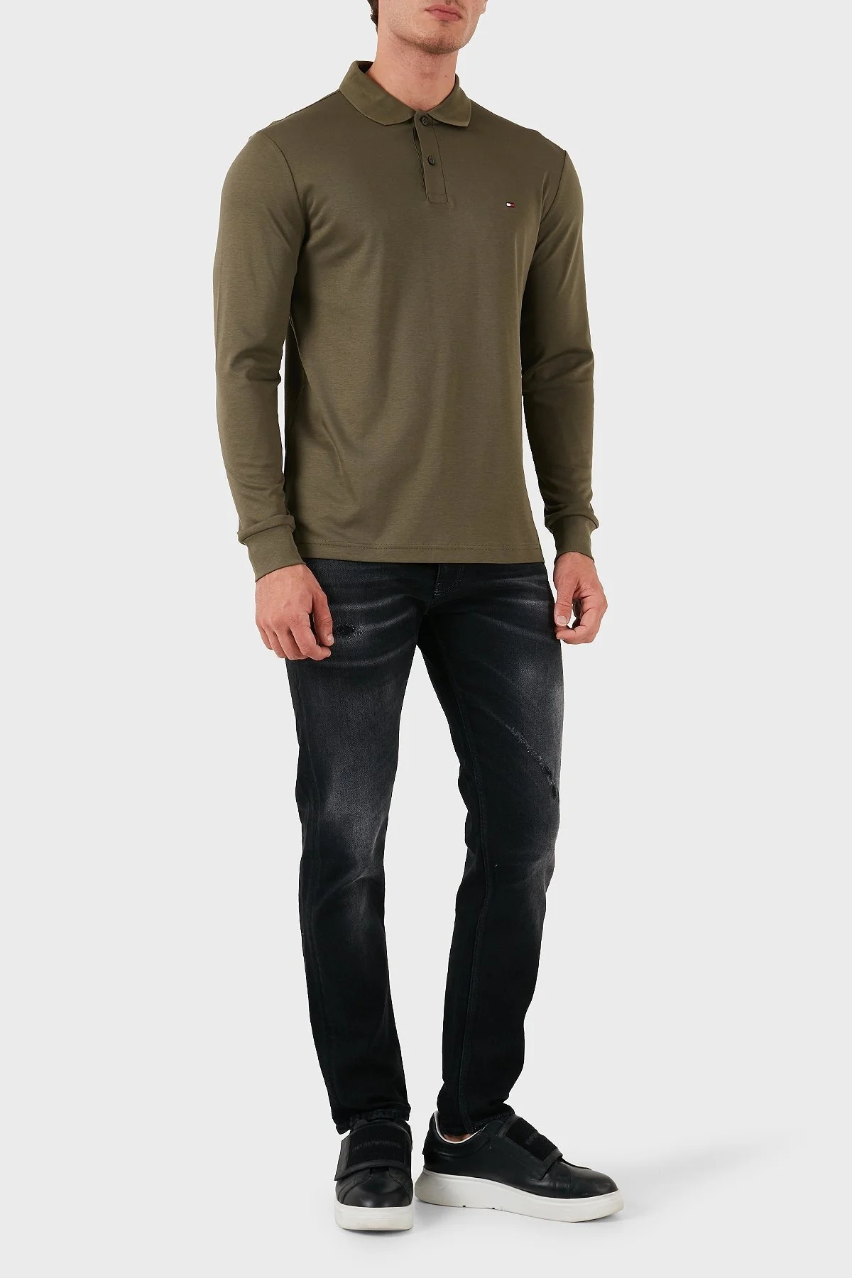 Tommy Hilfiger % 100 Pamuk Regular Fit Erkek Polo Yaka Sweat MW0MW37317 RBN KOYU HAKİ - 3